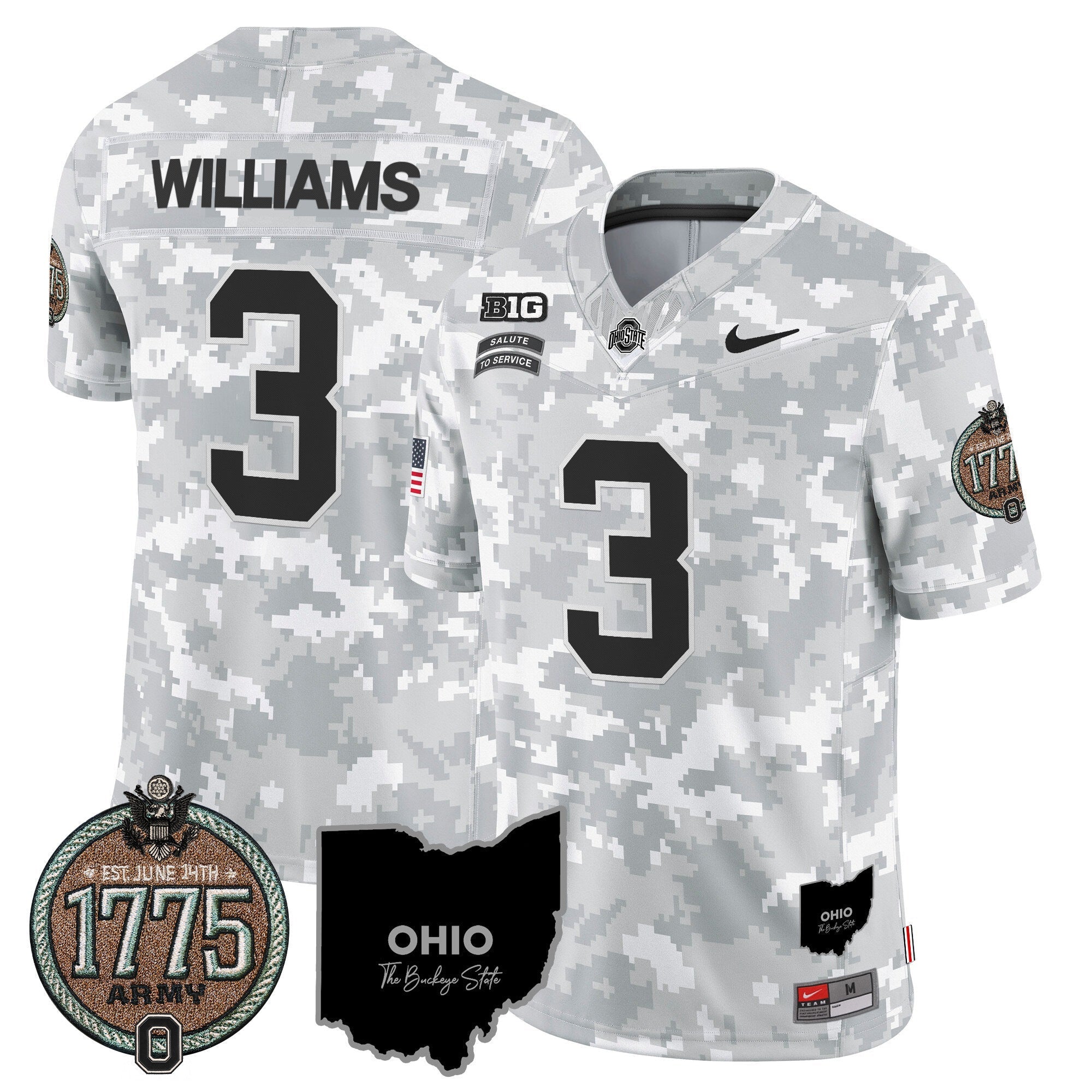Men's Buckeyes 2024 Salute to Service Establishment Year Patch Vapor Limited Jersey - All Stitched
