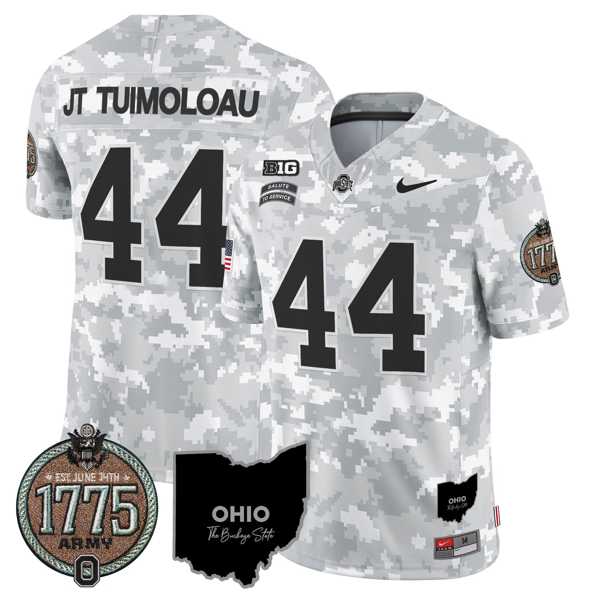 Men's Buckeyes 2024 Salute to Service Establishment Year Patch Vapor Limited Jersey - All Stitched