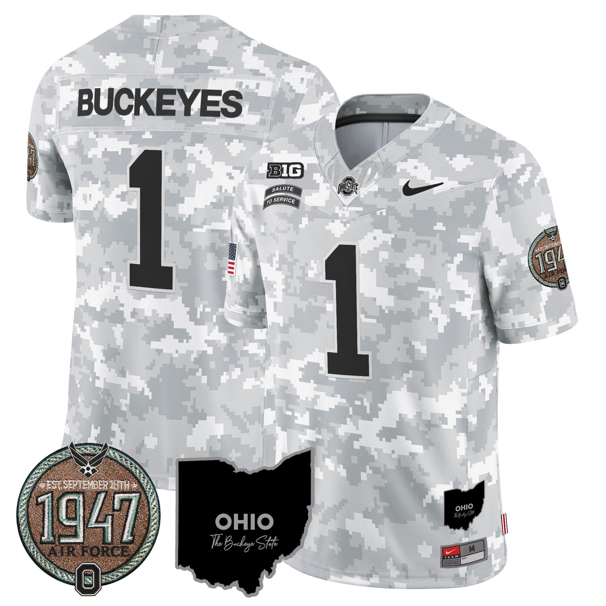 Men's Buckeyes 2024 Salute to Service Establishment Year Patch Vapor Limited Jersey - All Stitched