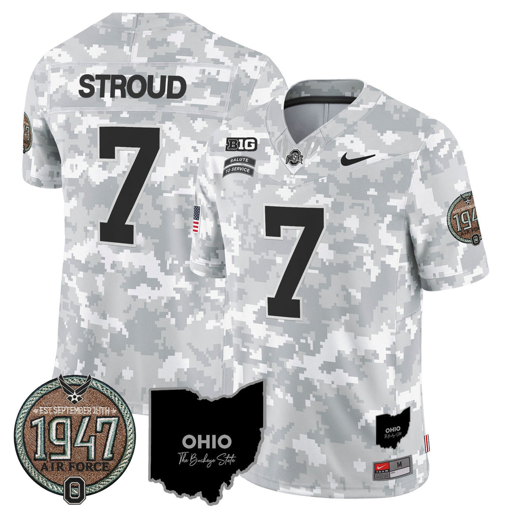 Men's Buckeyes 2024 Salute to Service Establishment Year Patch Vapor Limited Jersey - All Stitched