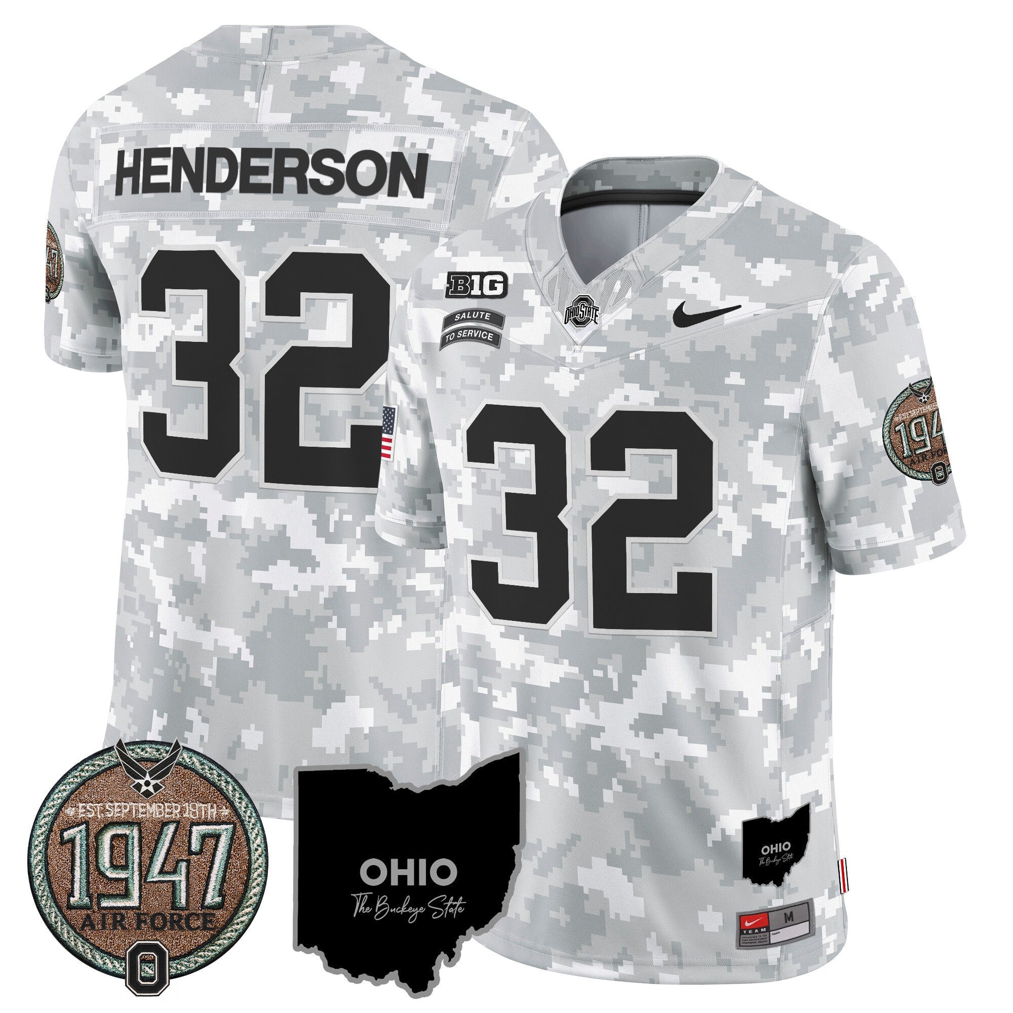 Men's Buckeyes 2024 Salute to Service Establishment Year Patch Vapor Limited Jersey - All Stitched