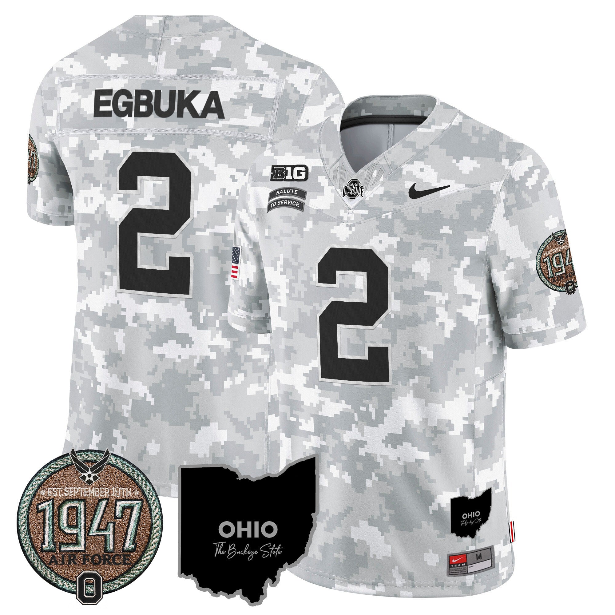 Men's Buckeyes 2024 Salute to Service Establishment Year Patch Vapor Limited Jersey - All Stitched