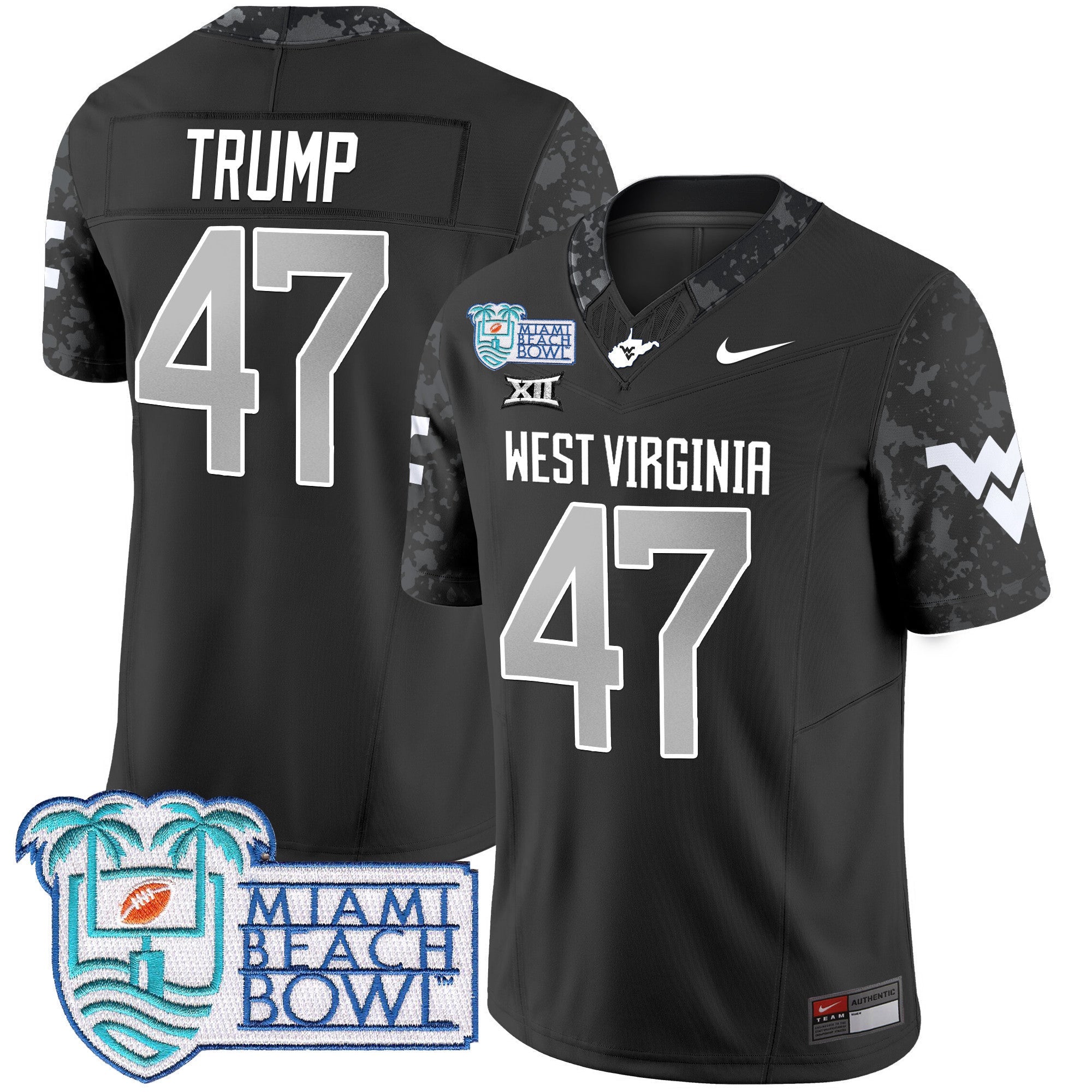 Men's West Virginia Mountaineers 2025 Miami Beach Bowl Patch Vapor Limited Jersey - All Stitched