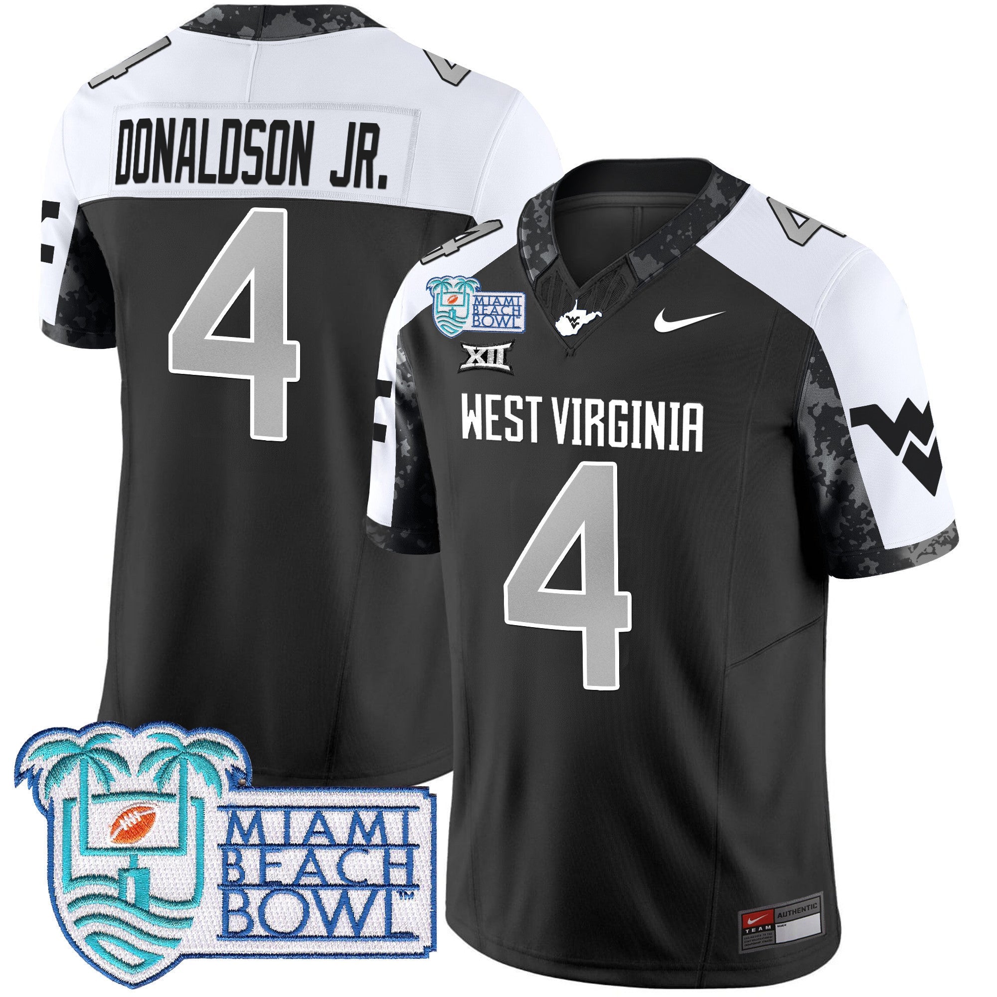 Men's West Virginia Mountaineers 2025 Miami Beach Bowl Patch Vapor Limited Jersey - All Stitched