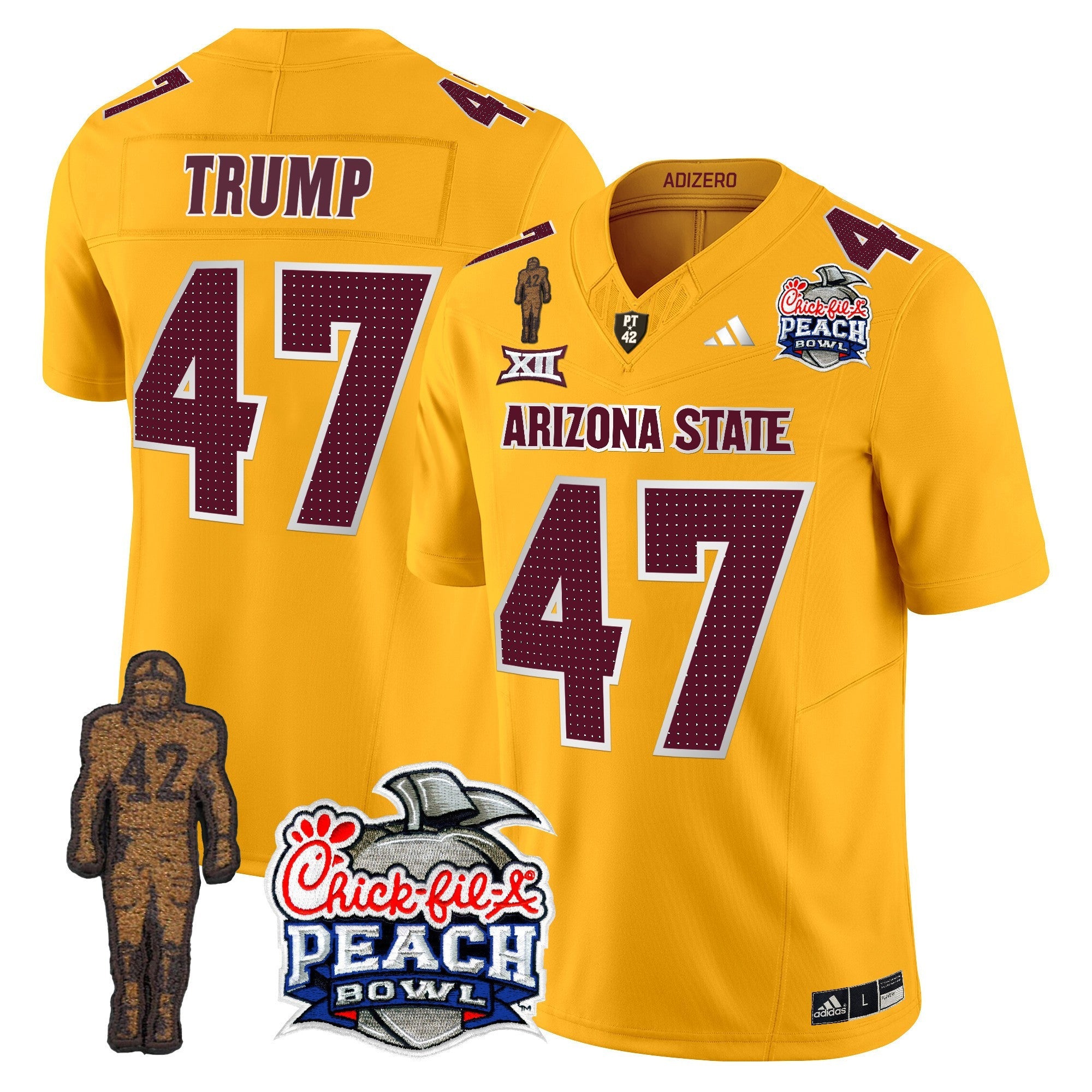 Men's Sun Devils Pat Tillman & Peach Bowl Patch Vapor Limited Jersey V2 - All Stitched