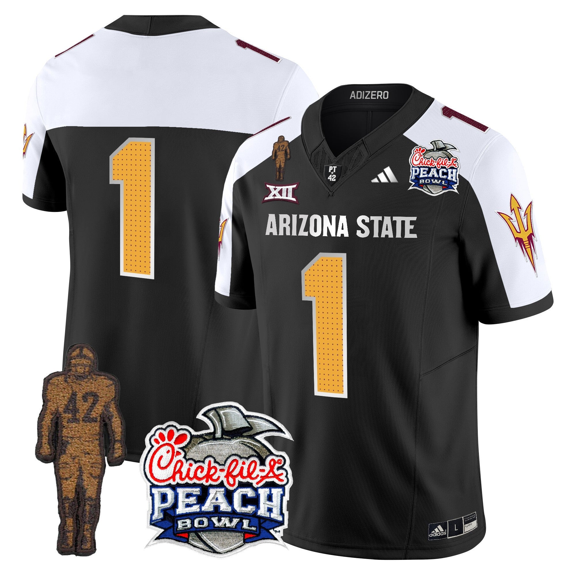 Men's Sun Devils Pat Tillman & Peach Bowl Patch Vapor Limited Jersey V2 - All Stitched