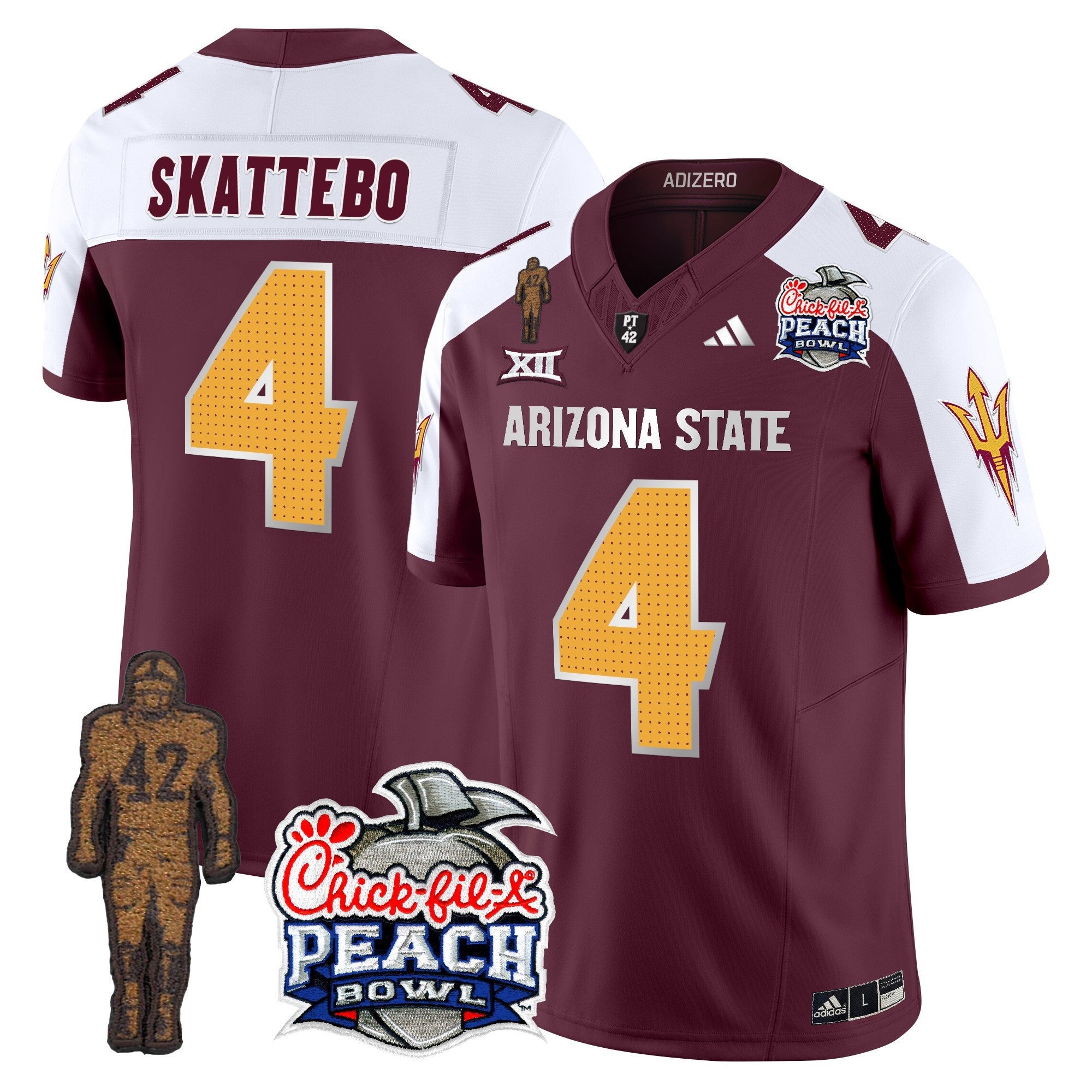 Men's Sun Devils Pat Tillman & Peach Bowl Patch Vapor Limited Jersey V2 - All Stitched