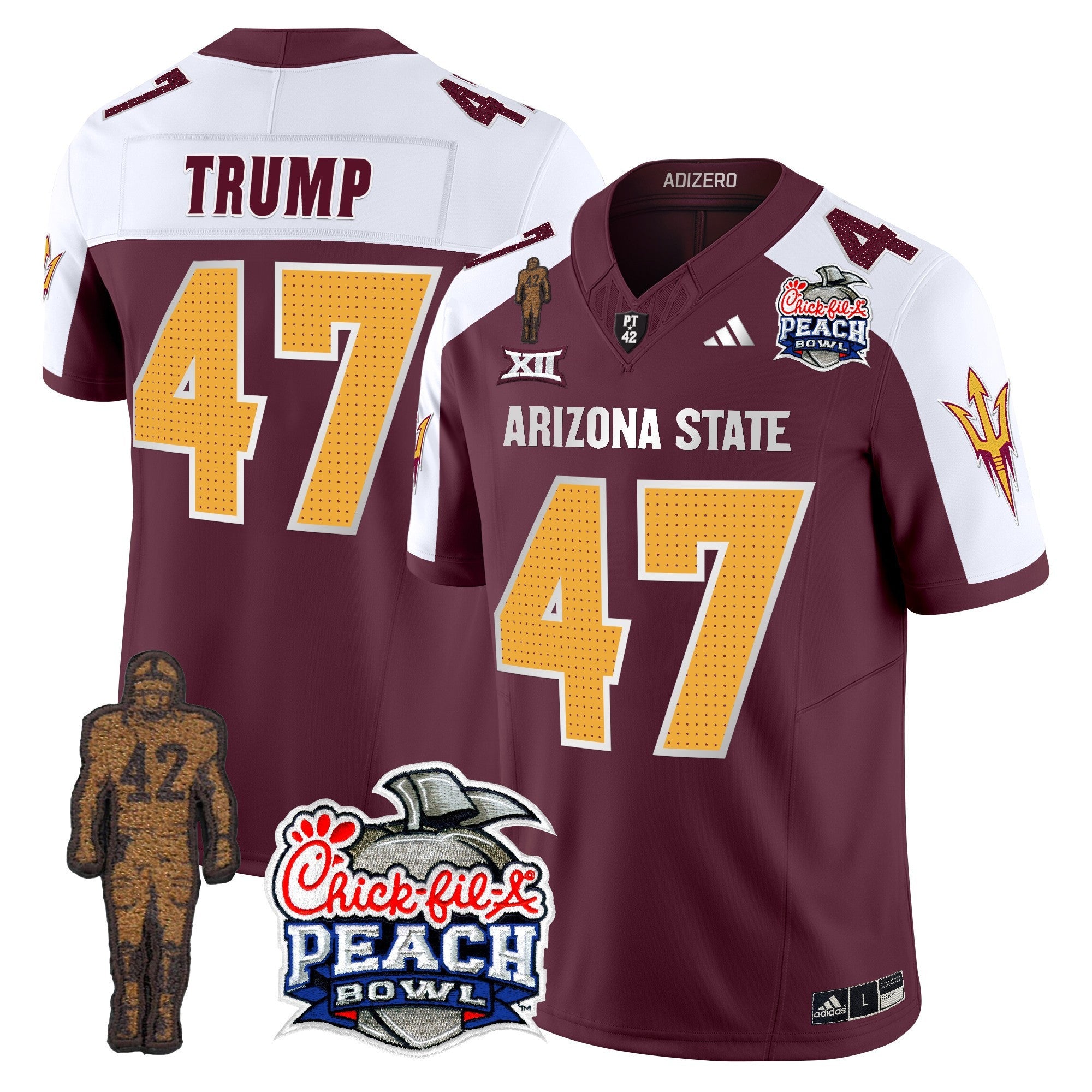 Men's Sun Devils Pat Tillman & Peach Bowl Patch Vapor Limited Jersey V2 - All Stitched