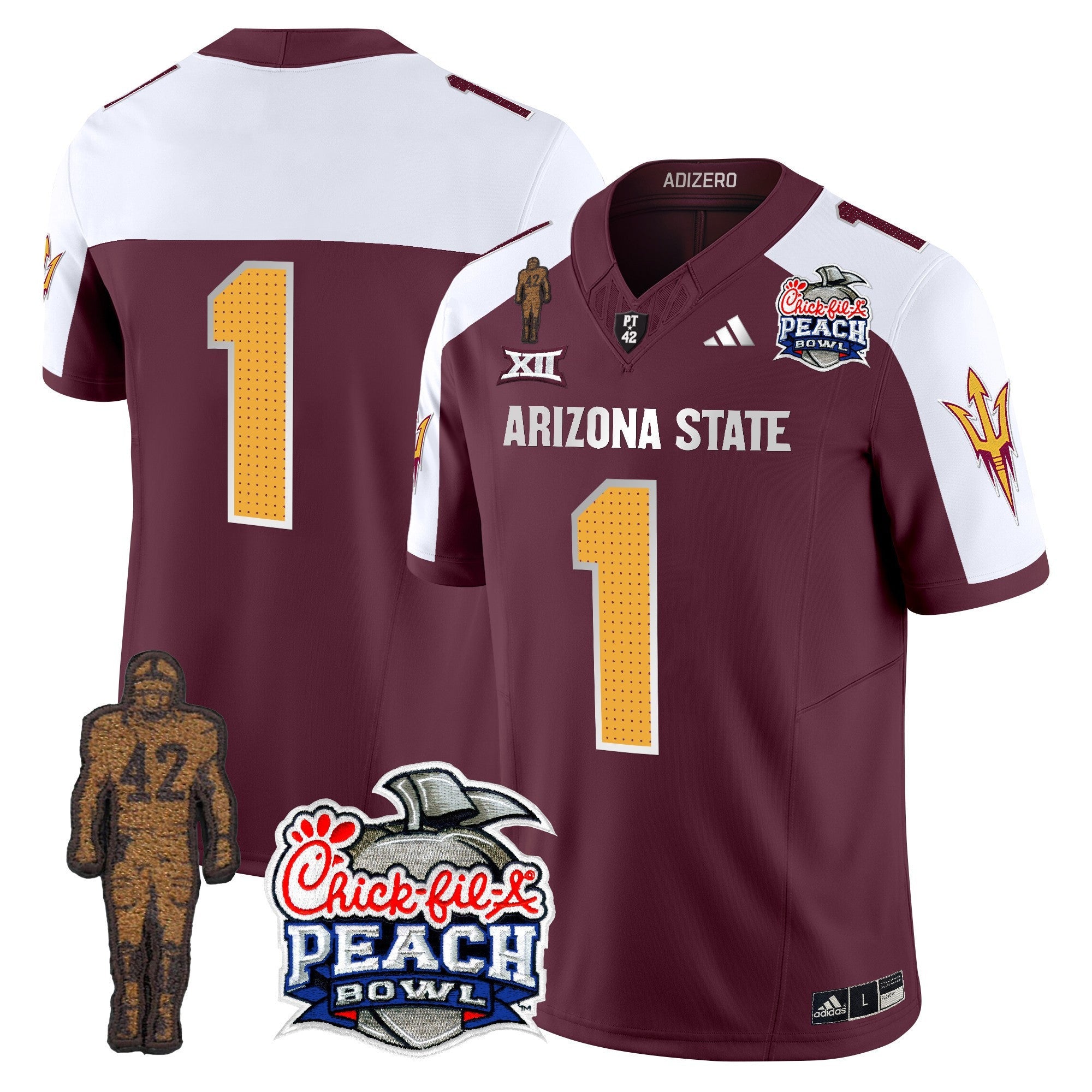 Men's Sun Devils Pat Tillman & Peach Bowl Patch Vapor Limited Jersey V2 - All Stitched