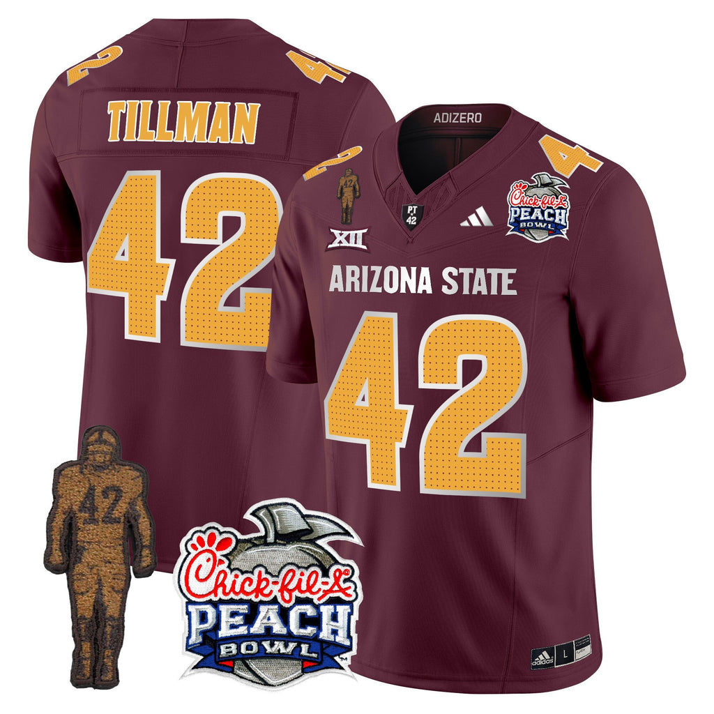Men's Sun Devils Pat Tillman & Peach Bowl Patch Vapor Limited Jersey V2 - All Stitched