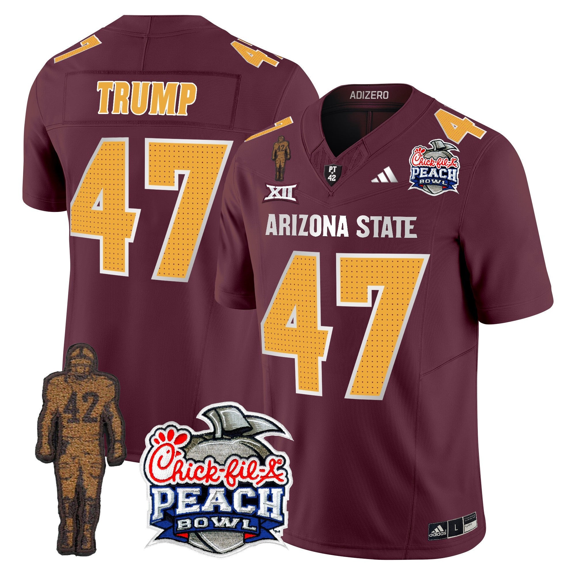 Men's Sun Devils Pat Tillman & Peach Bowl Patch Vapor Limited Jersey V2 - All Stitched