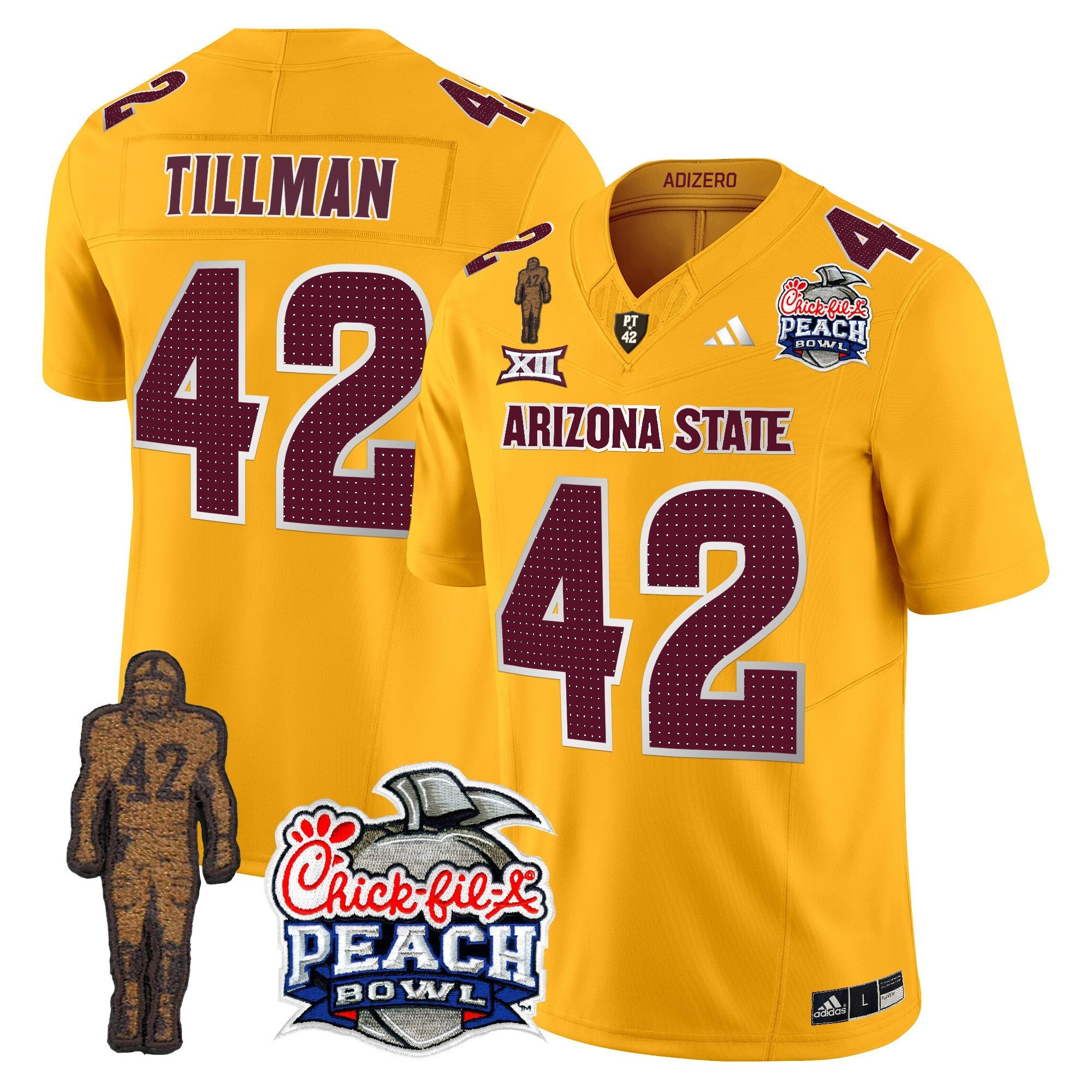 Men's Sun Devils Pat Tillman & Peach Bowl Patch Vapor Limited Jersey V2 - All Stitched
