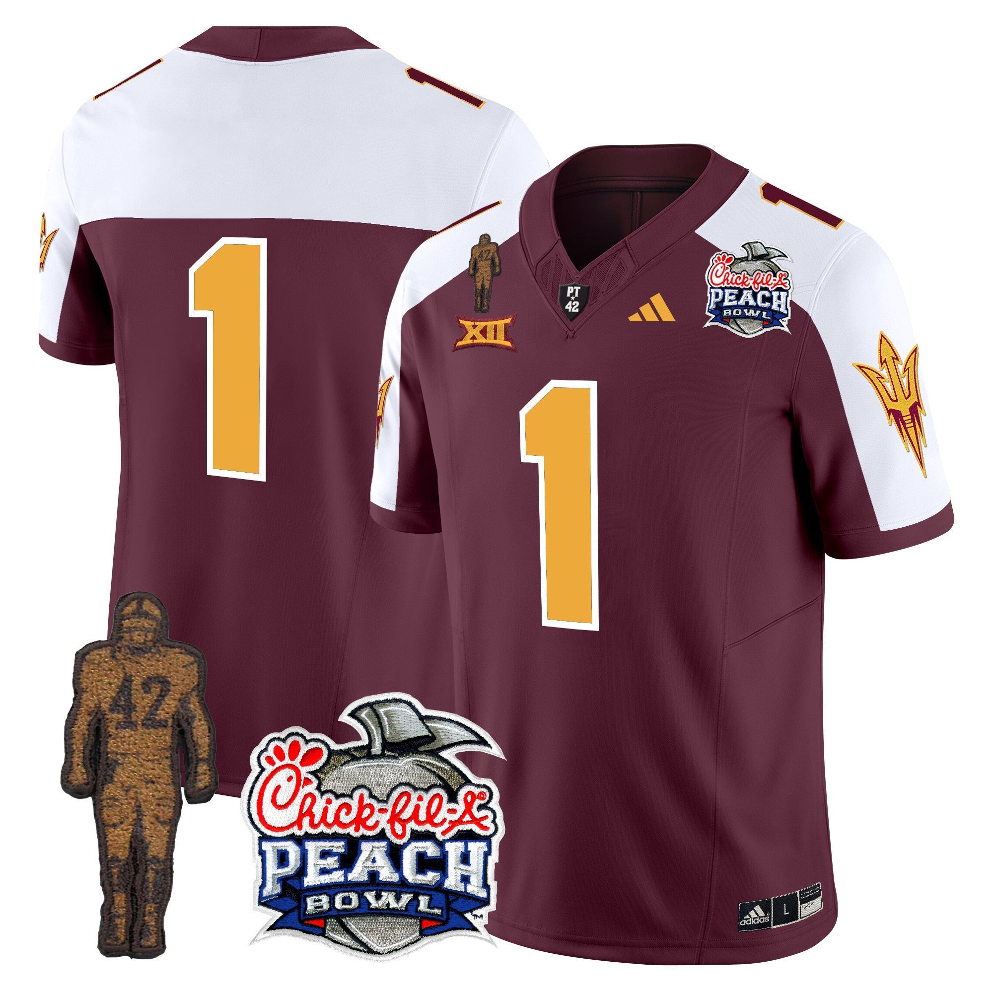 Men's Sun Devils Pat Tillman & Peach Bowl Patch Vapor Limited Jersey - All Stitched