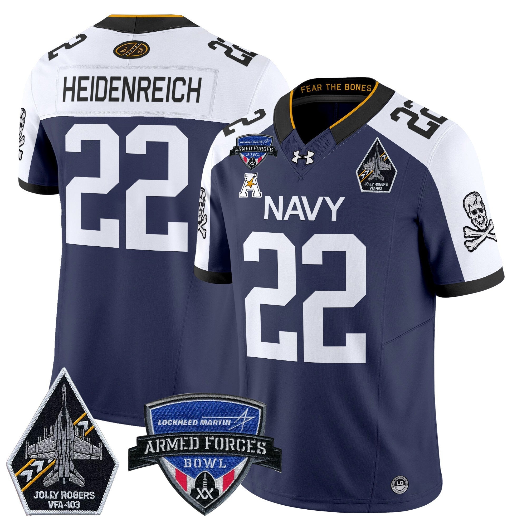 Men's Navy Midshipmen 2025 Armed Forces Bowl Patch Vapor Limited Jersey - All Stitched