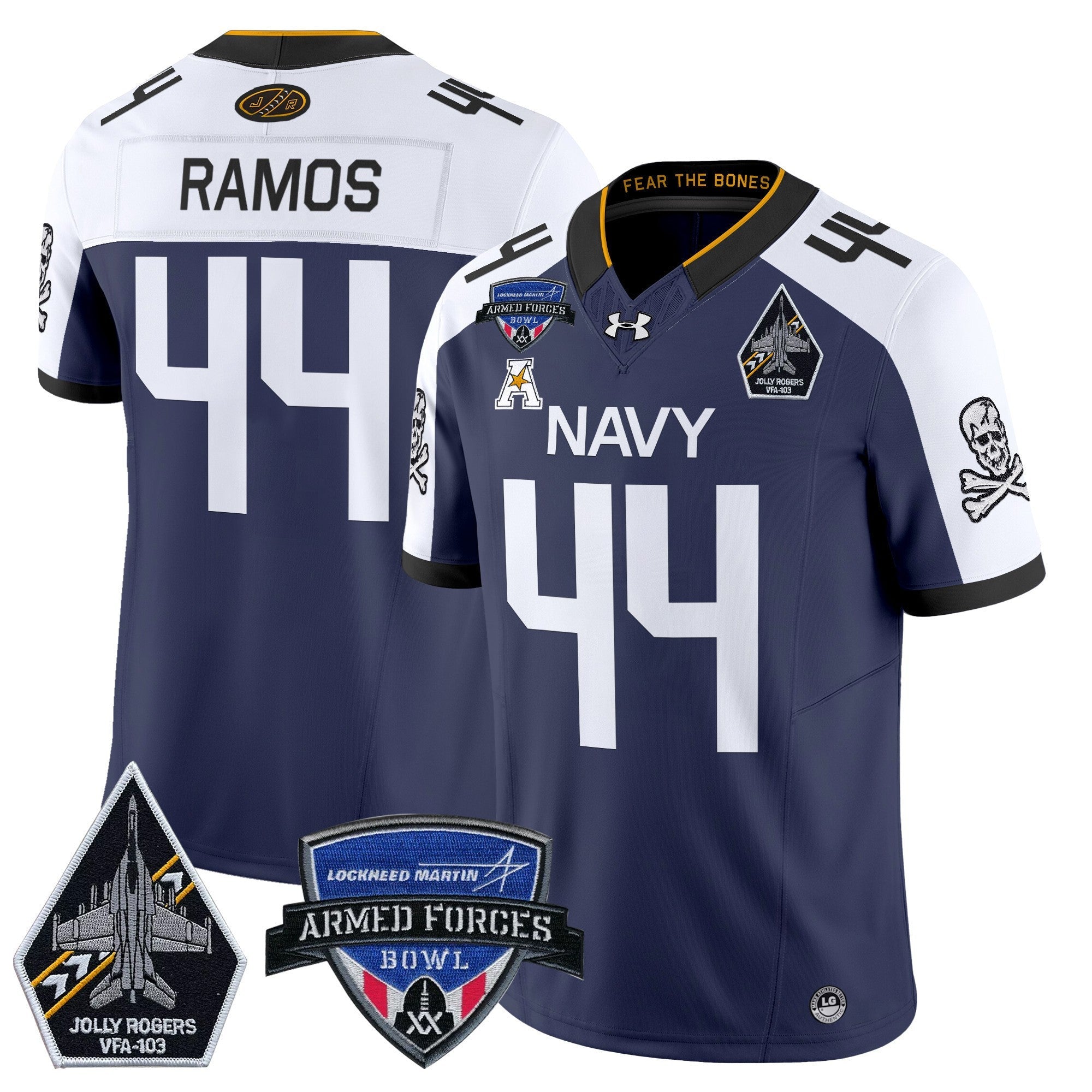 Men's Navy Midshipmen 2025 Armed Forces Bowl Patch Vapor Limited Jersey - All Stitched