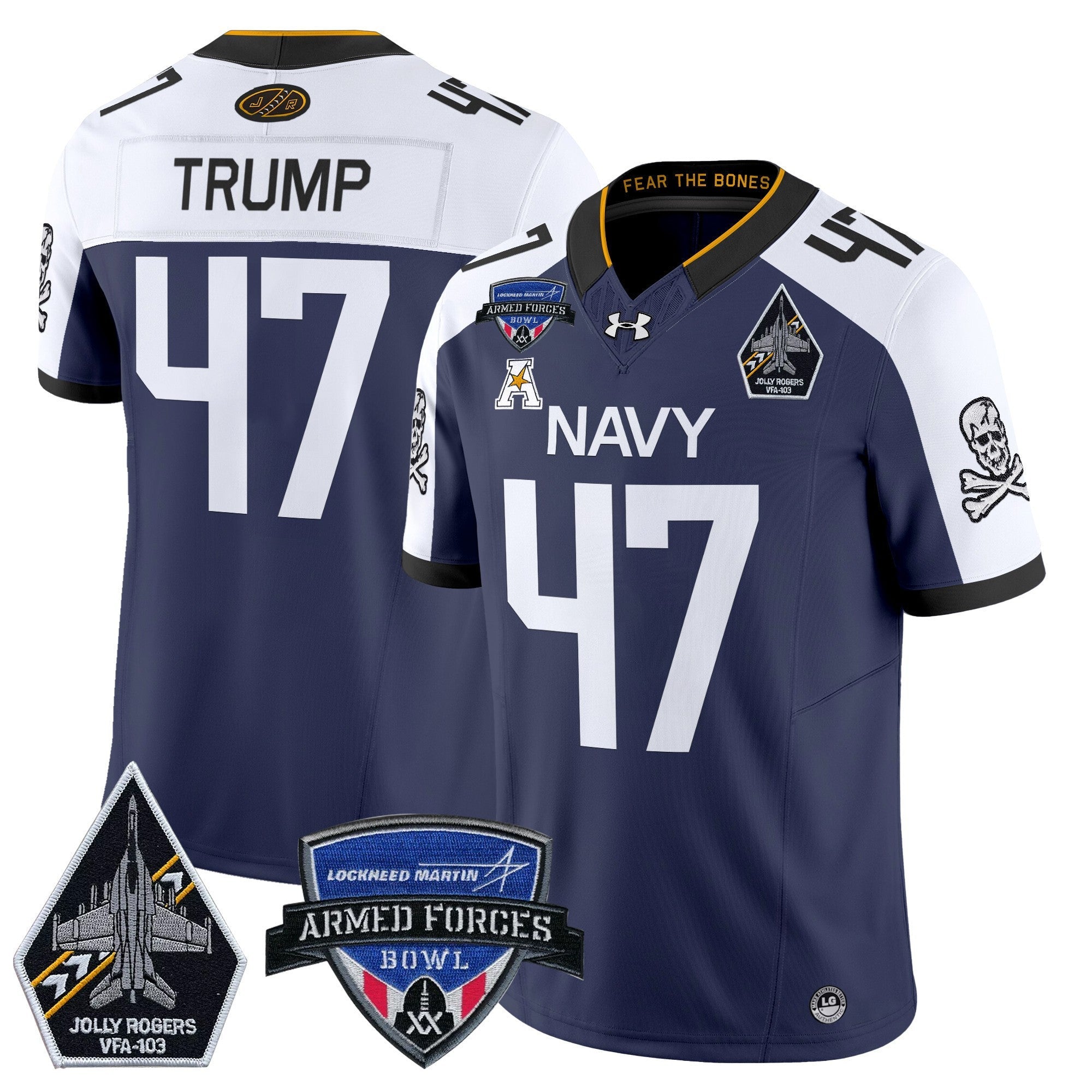 Men's Navy Midshipmen 2025 Armed Forces Bowl Patch Vapor Limited Jersey - All Stitched