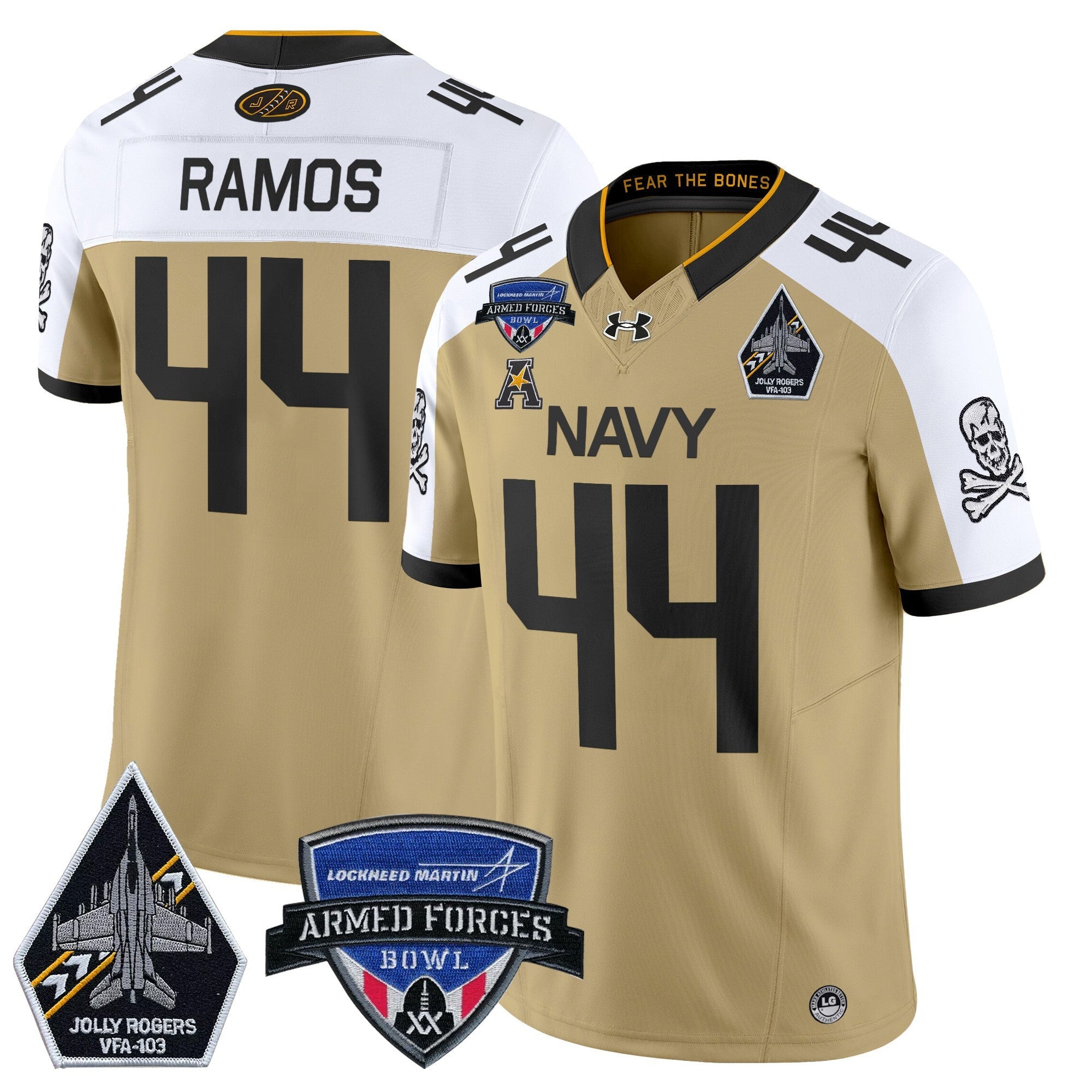 Men's Navy Midshipmen 2025 Armed Forces Bowl Patch Vapor Limited Jersey - All Stitched