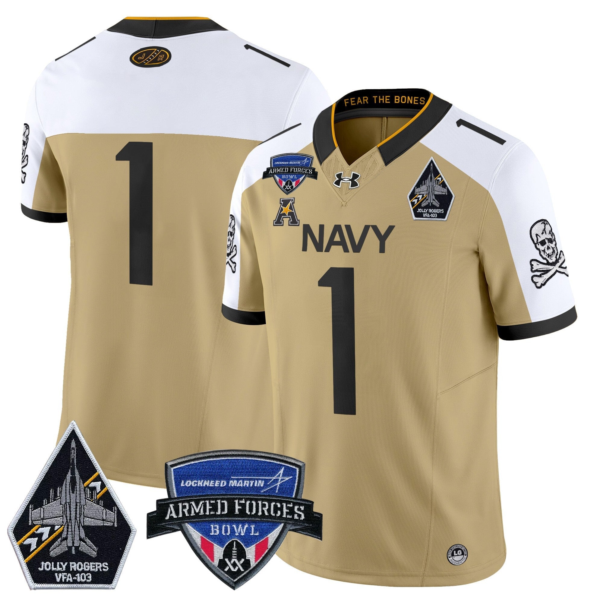 Men's Navy Midshipmen 2025 Armed Forces Bowl Patch Vapor Limited Jersey - All Stitched