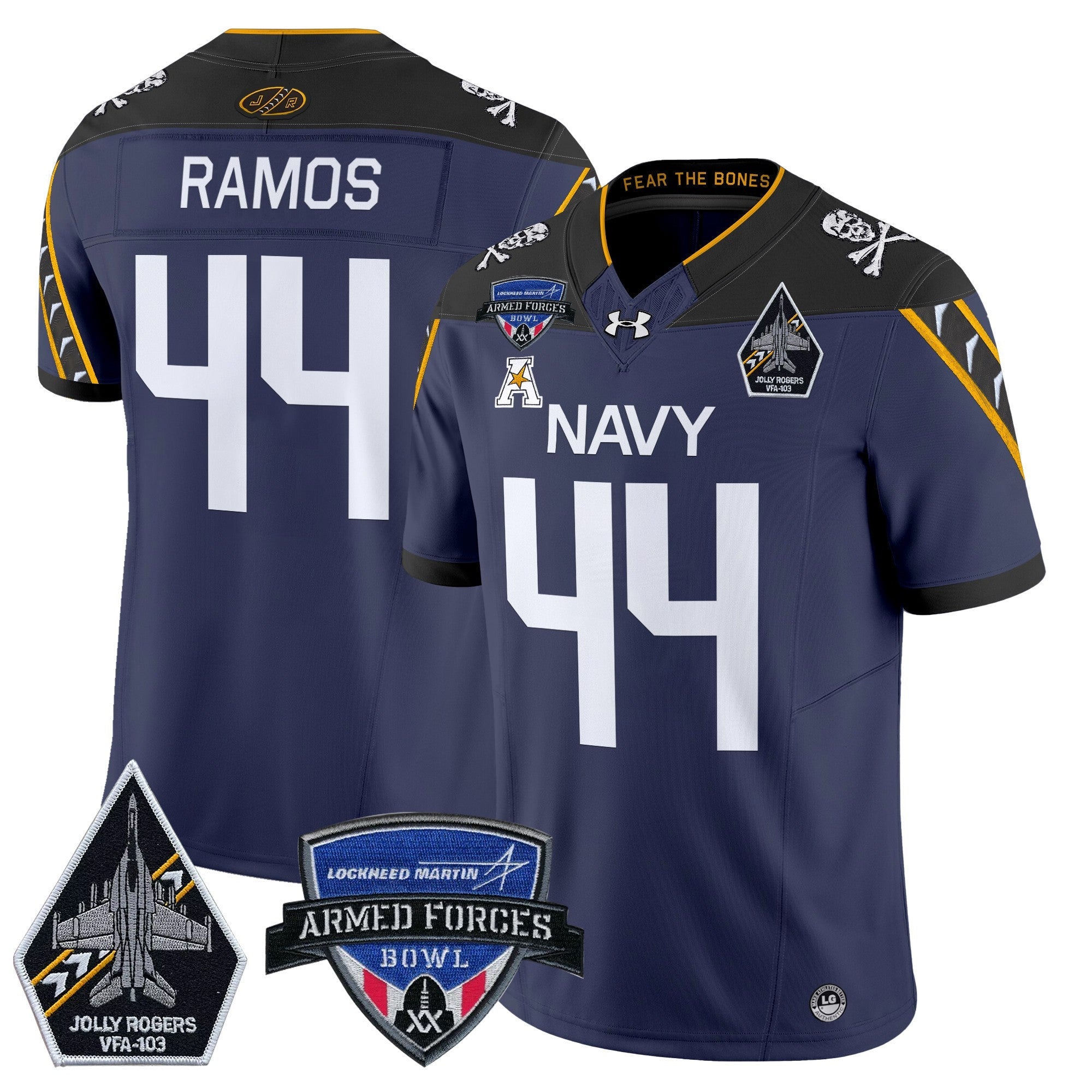Men's Navy Midshipmen 2025 Armed Forces Bowl Patch Vapor Limited Jersey - All Stitched