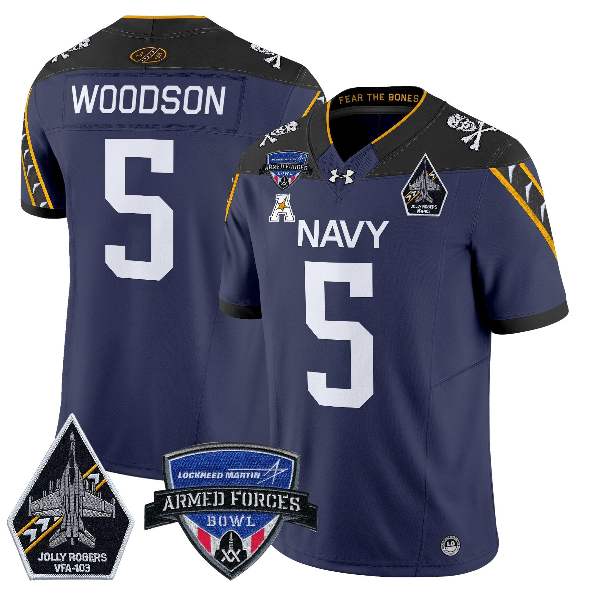 Men's Navy Midshipmen 2025 Armed Forces Bowl Patch Vapor Limited Jersey - All Stitched