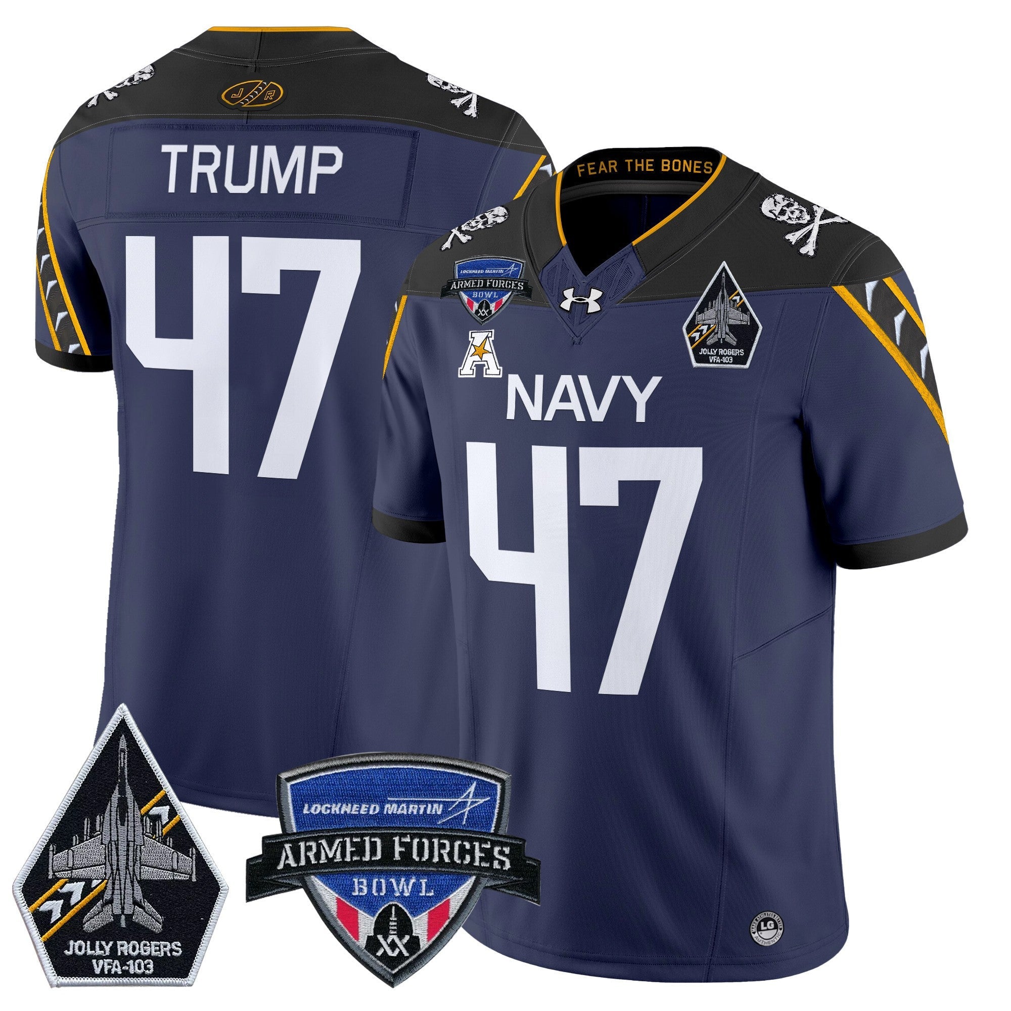 Men's Navy Midshipmen 2025 Armed Forces Bowl Patch Vapor Limited Jersey - All Stitched
