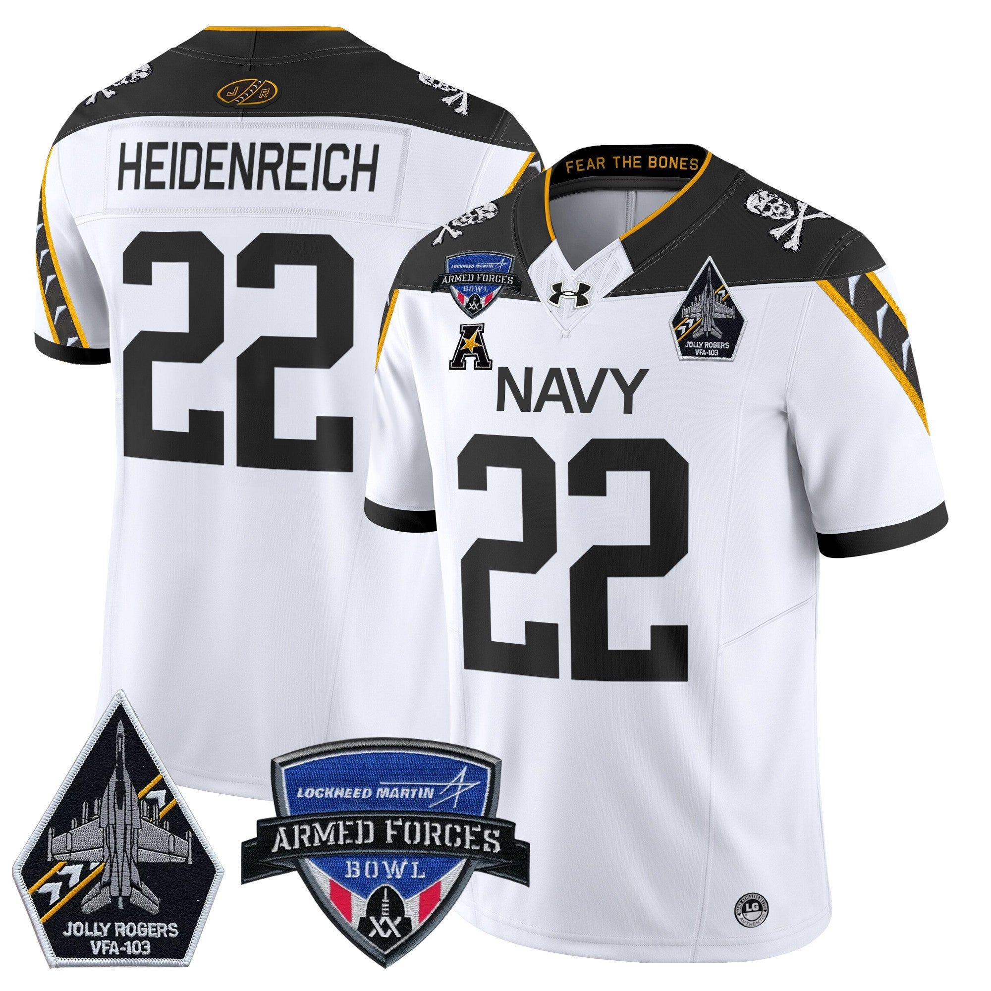 Men's Navy Midshipmen 2025 Armed Forces Bowl Patch Vapor Limited Jersey - All Stitched