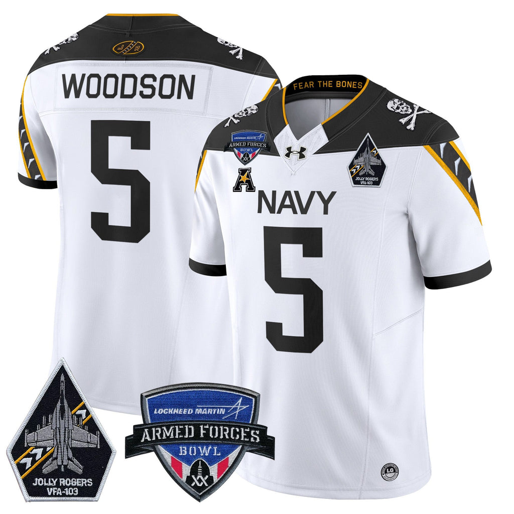 Men's Navy Midshipmen 2025 Armed Forces Bowl Patch Vapor Limited Jersey - All Stitched