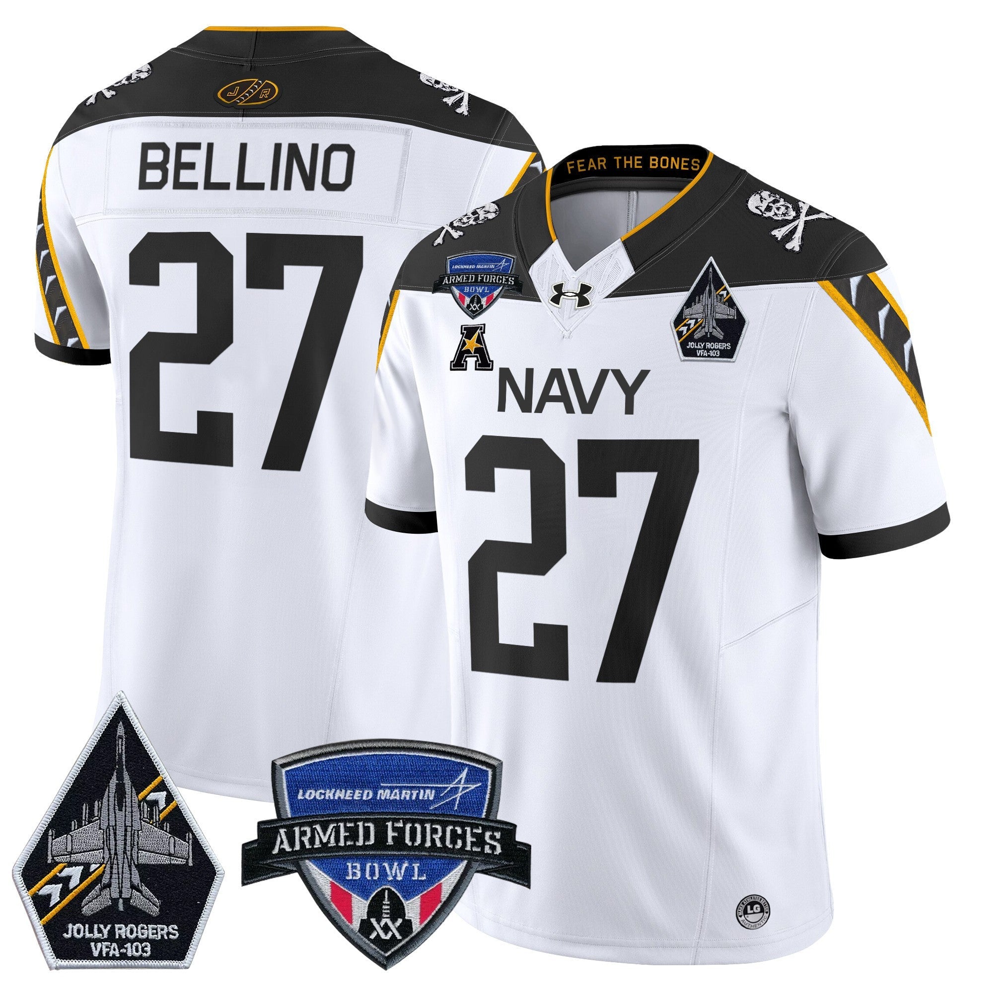 Men's Navy Midshipmen 2025 Armed Forces Bowl Patch Vapor Limited Jersey - All Stitched