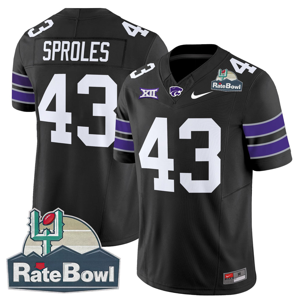 Men's Kansas State Wildcats 2025 Rate Bowl Patch Vapor Limited Jersey - All Stitched