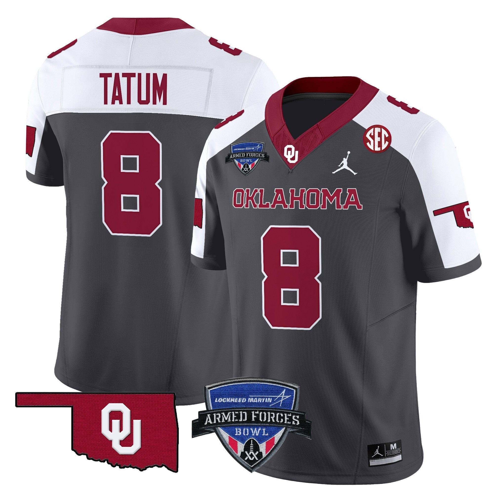 Men's Oklahoma Sooners 2025 Armed Forces Bowl Patch Vapor Limited Jersey - All Stitched