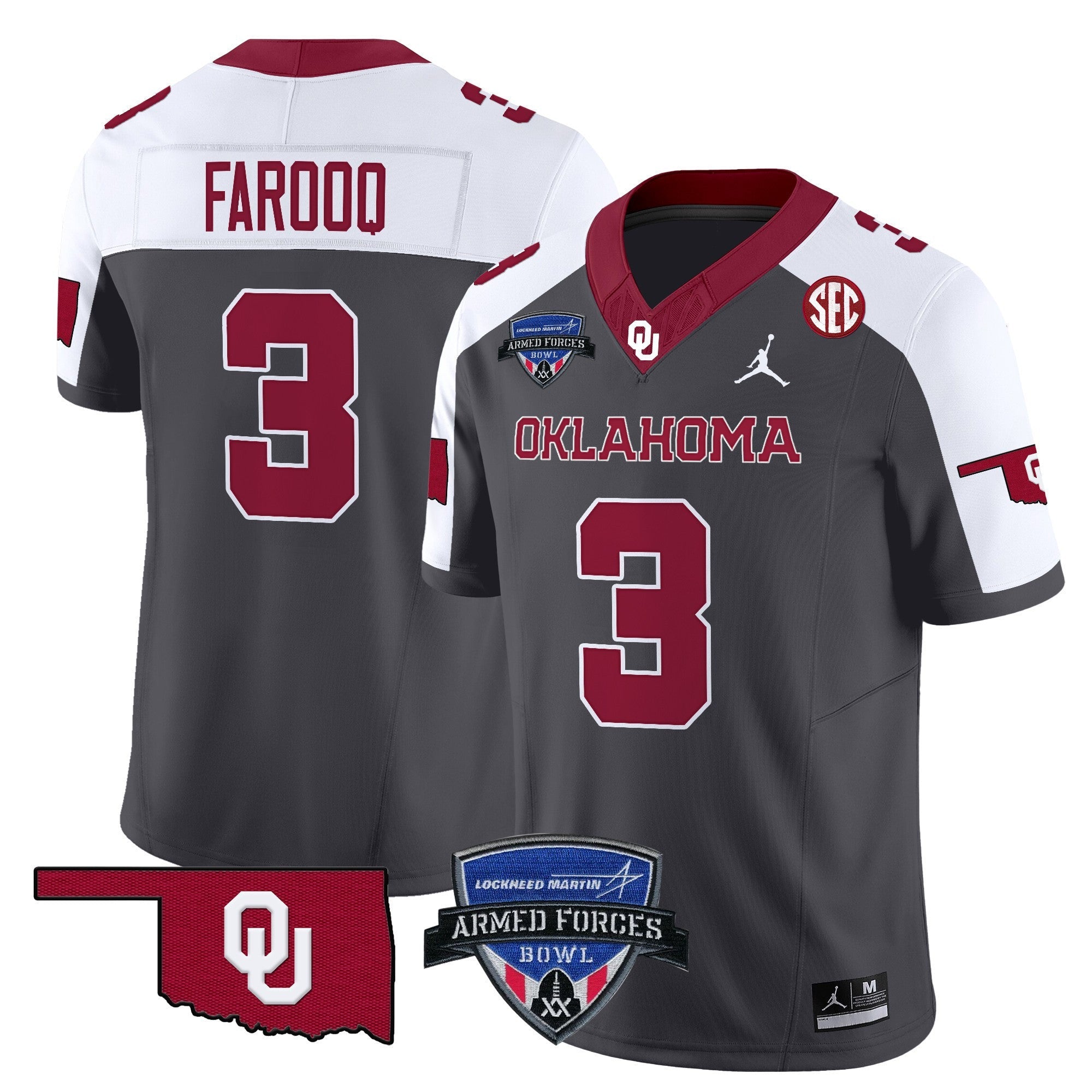 Men's Oklahoma Sooners 2025 Armed Forces Bowl Patch Vapor Limited Jersey - All Stitched