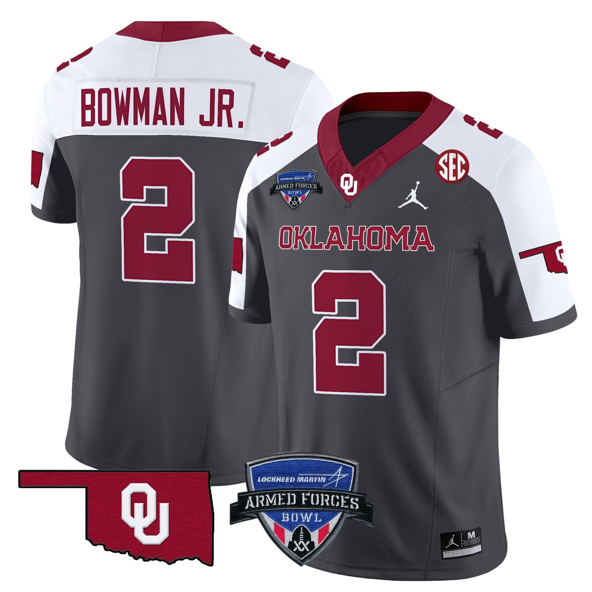 Men's Oklahoma Sooners 2025 Armed Forces Bowl Patch Vapor Limited Jersey - All Stitched