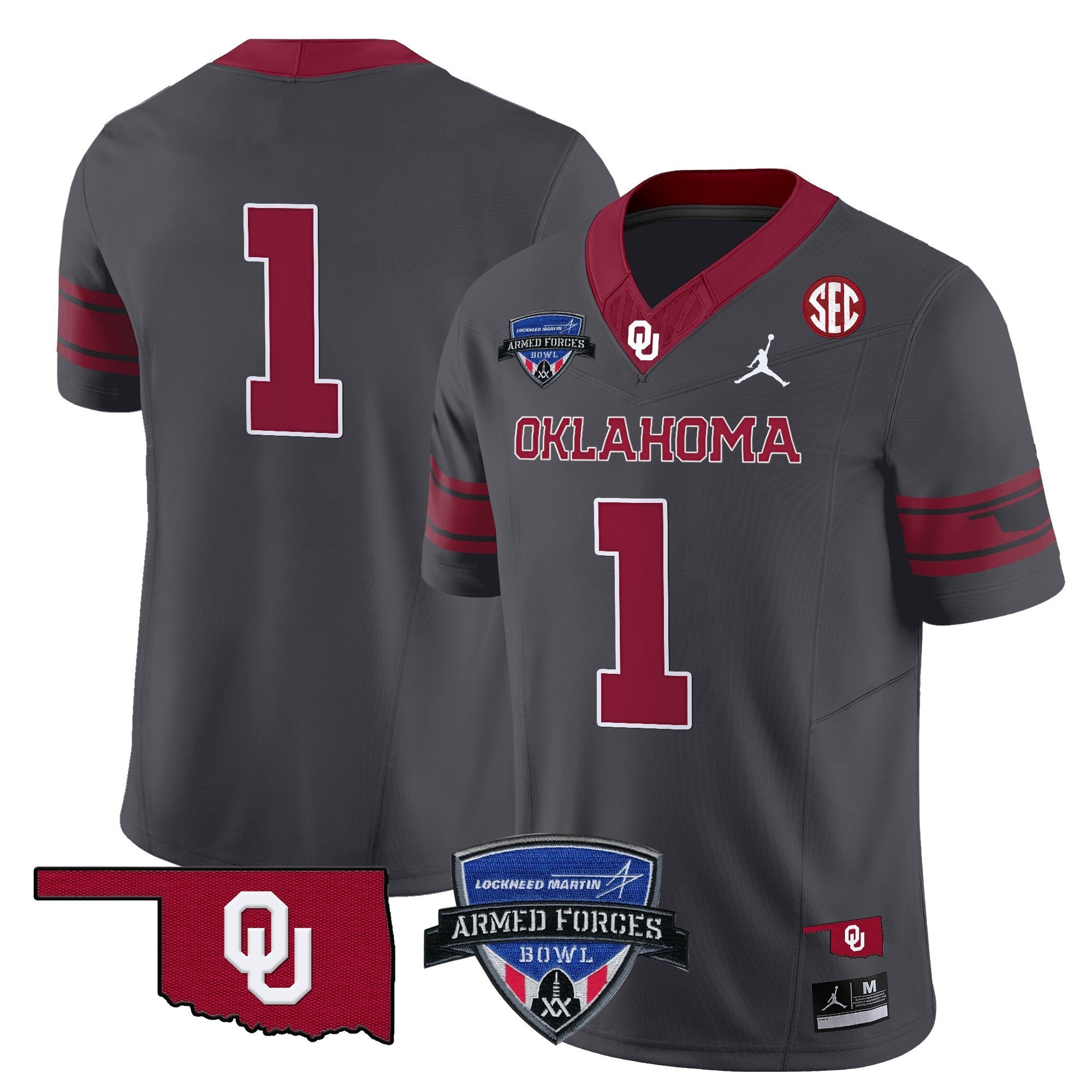 Men's Oklahoma Sooners 2025 Armed Forces Bowl Patch Vapor Limited Jersey - All Stitched