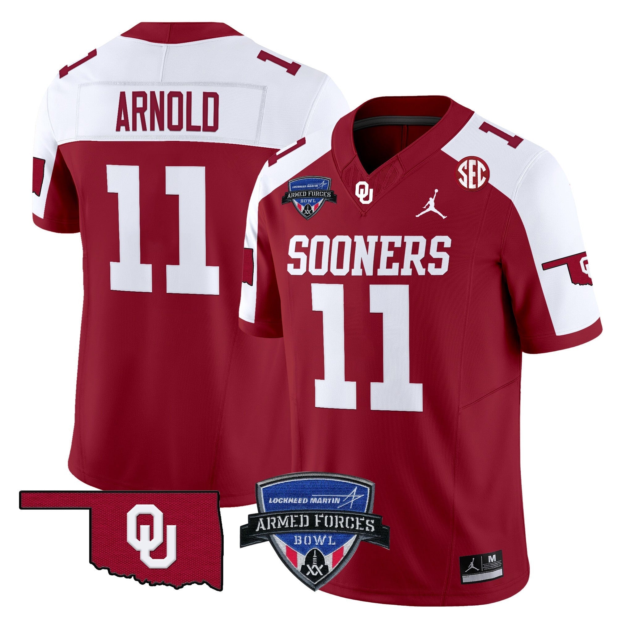 Men's Oklahoma Sooners 2025 Armed Forces Bowl Patch Vapor Limited Jersey - All Stitched