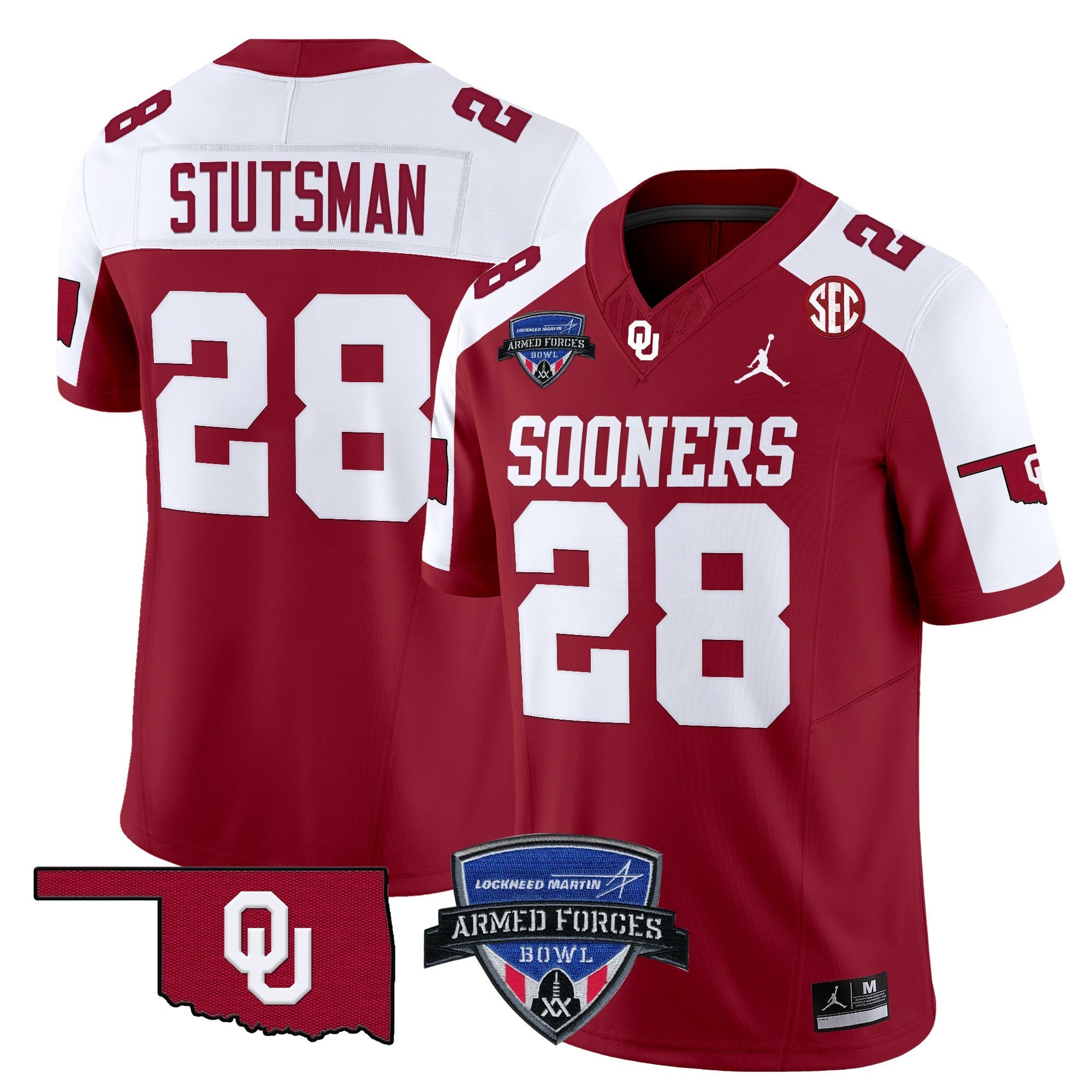 Men's Oklahoma Sooners 2025 Armed Forces Bowl Patch Vapor Limited Jersey - All Stitched