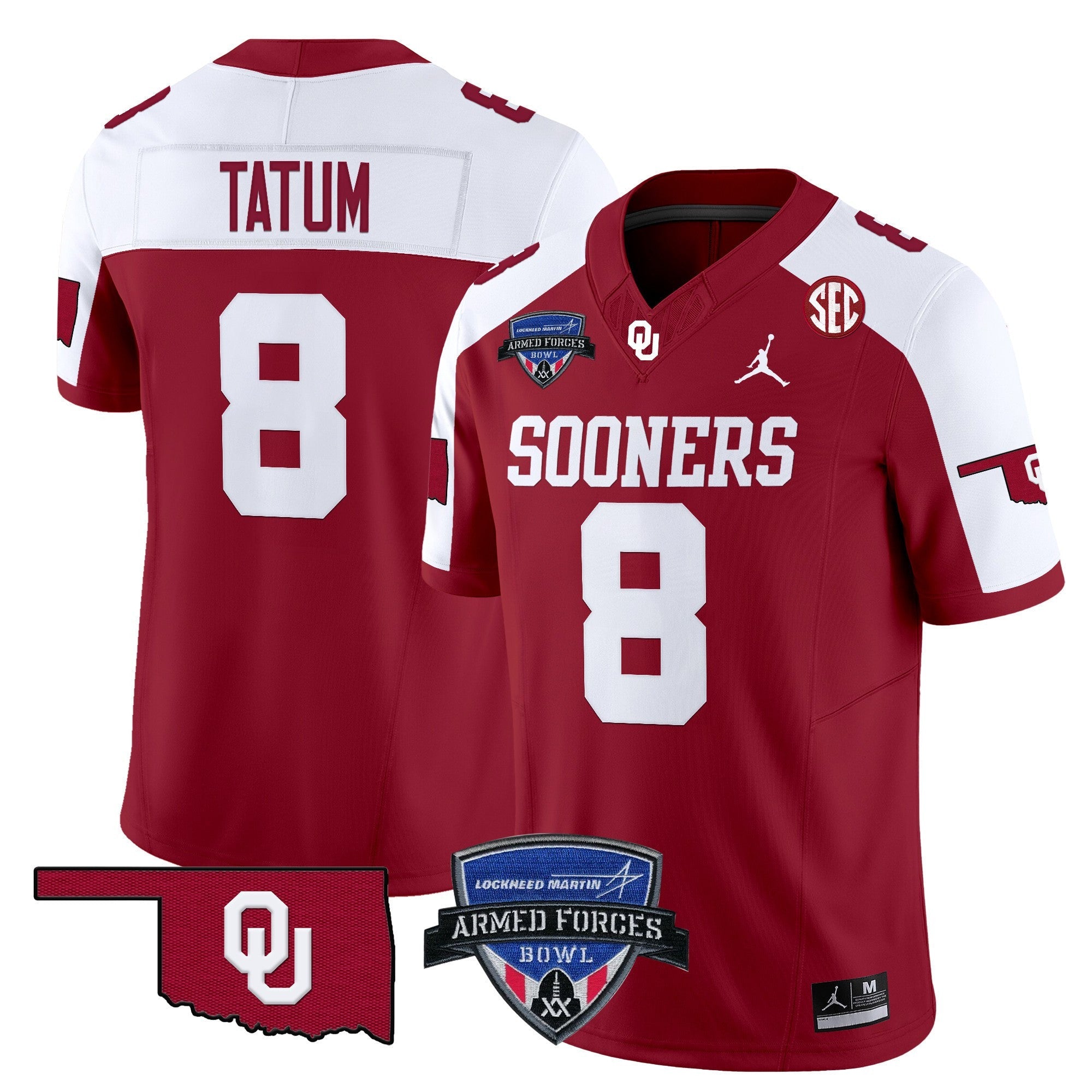 Men's Oklahoma Sooners 2025 Armed Forces Bowl Patch Vapor Limited Jersey - All Stitched