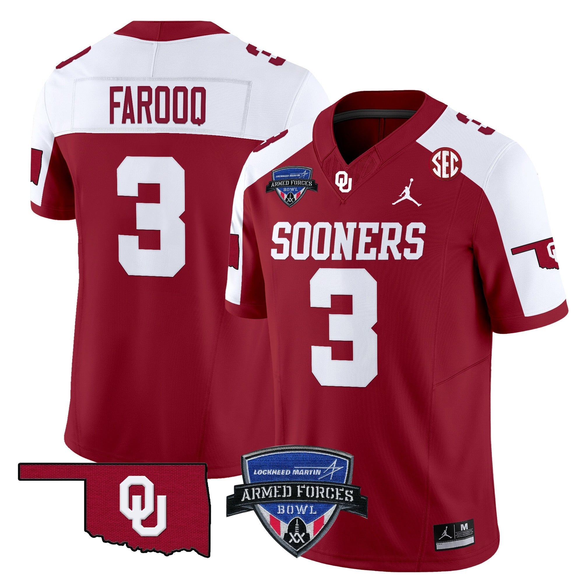 Men's Oklahoma Sooners 2025 Armed Forces Bowl Patch Vapor Limited Jersey - All Stitched