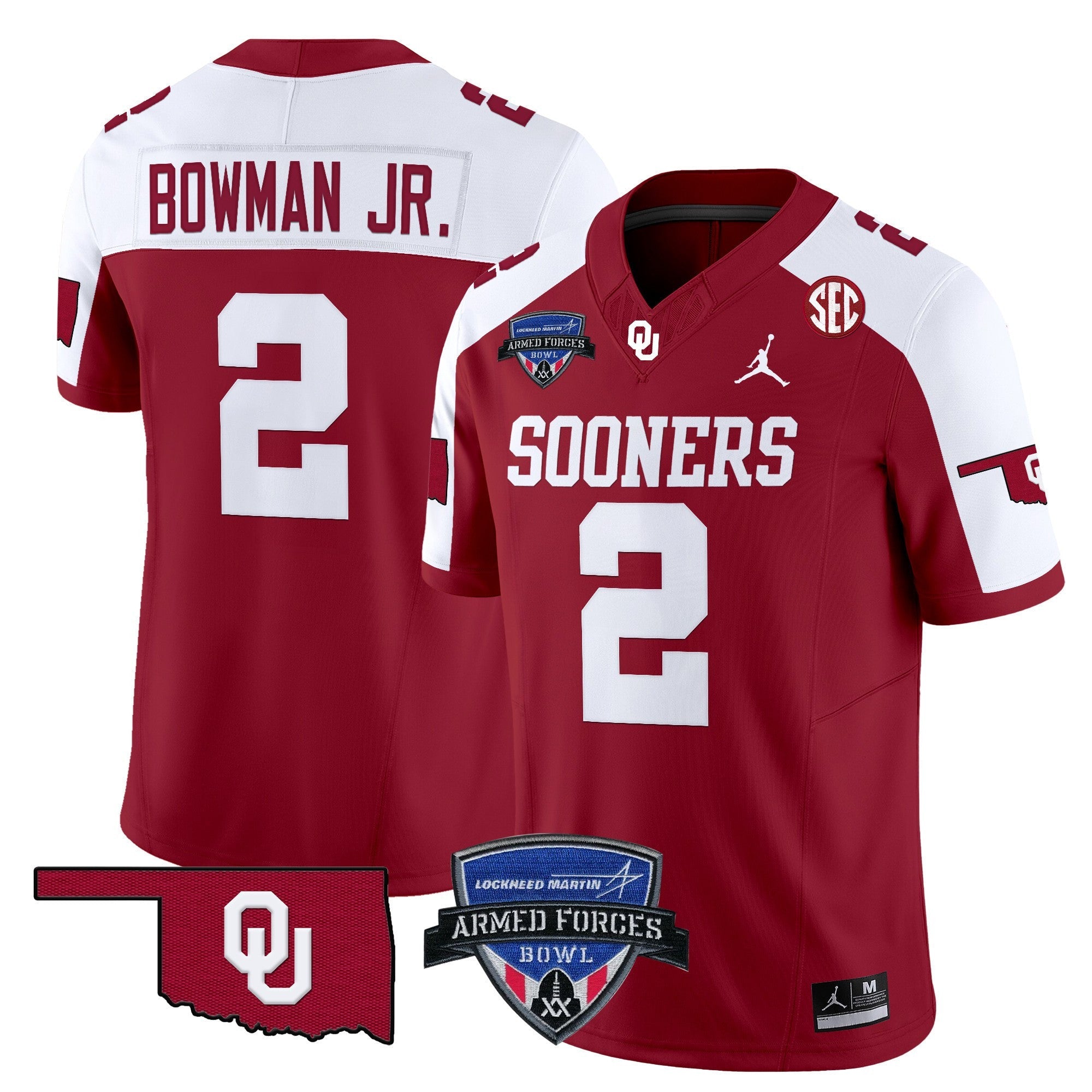 Men's Oklahoma Sooners 2025 Armed Forces Bowl Patch Vapor Limited Jersey - All Stitched