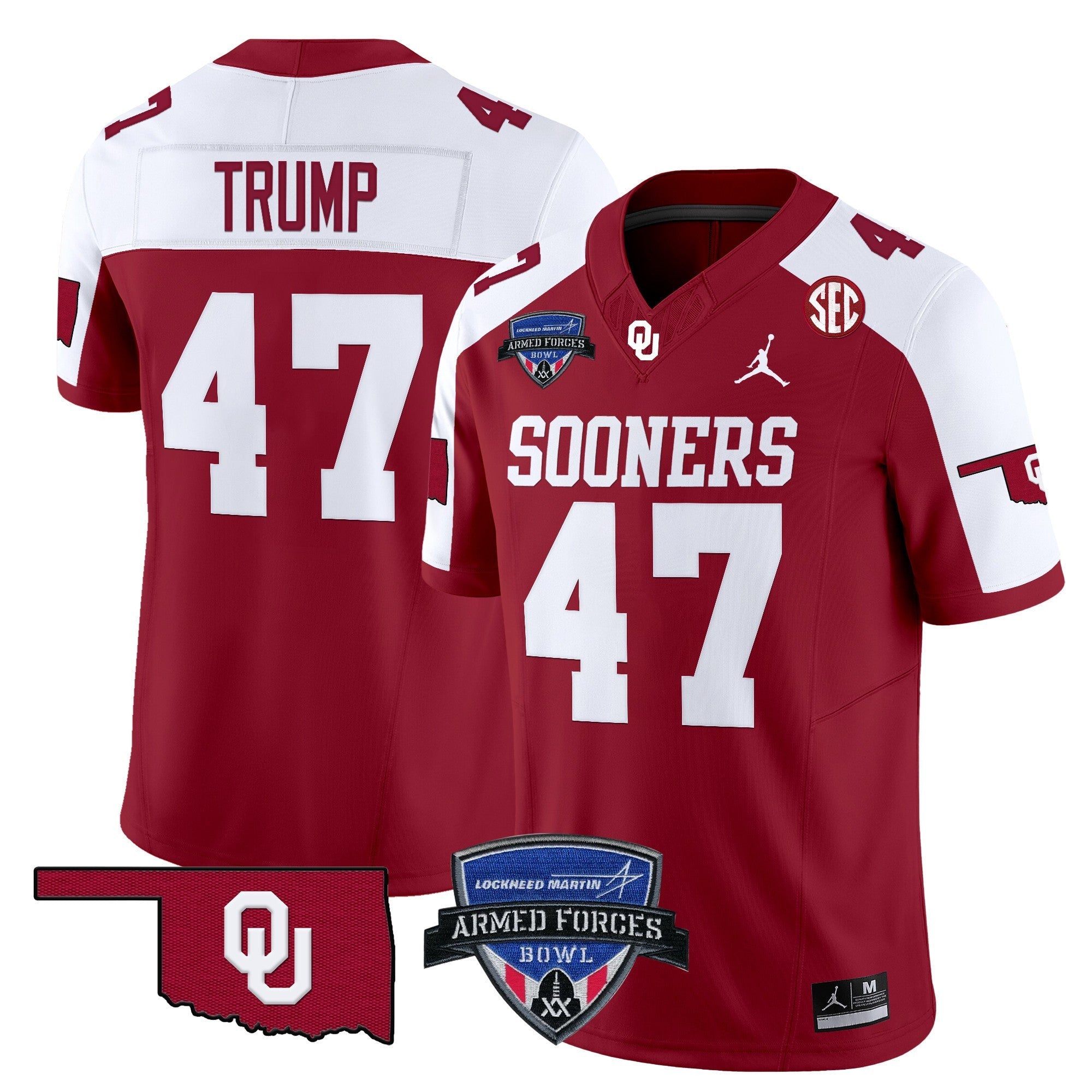 Men's Oklahoma Sooners 2025 Armed Forces Bowl Patch Vapor Limited Jersey - All Stitched