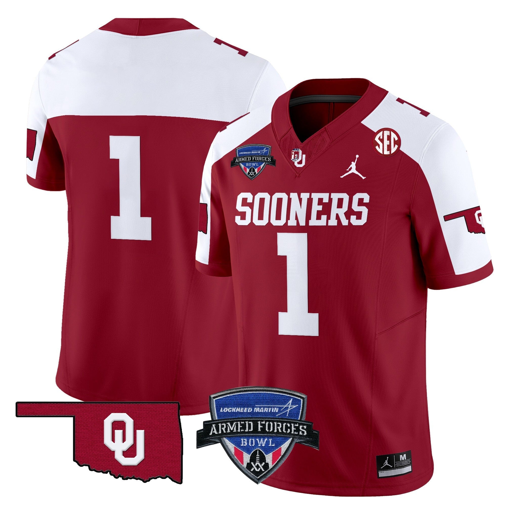 Men's Oklahoma Sooners 2025 Armed Forces Bowl Patch Vapor Limited Jersey - All Stitched