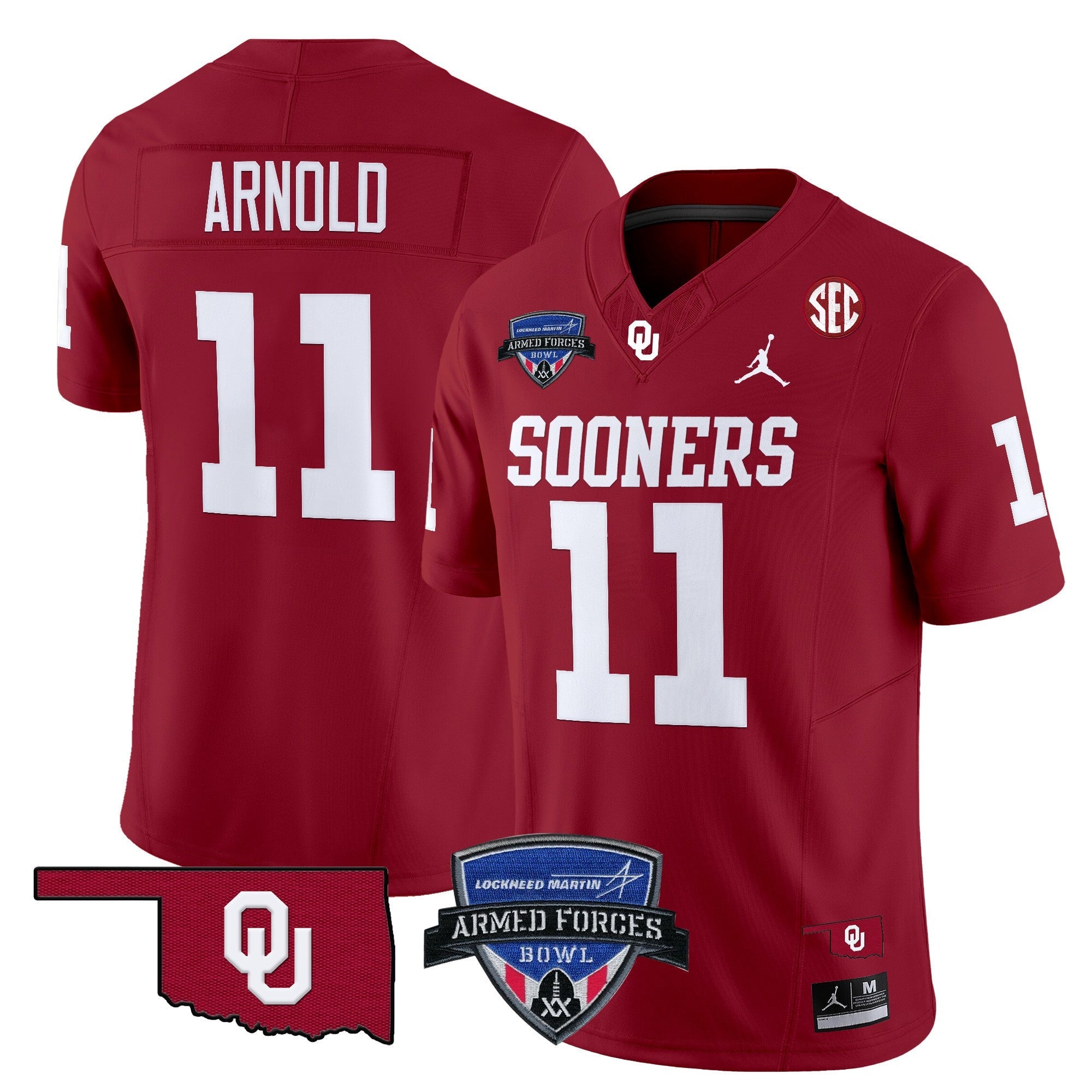 Men's Oklahoma Sooners 2025 Armed Forces Bowl Patch Vapor Limited Jersey - All Stitched