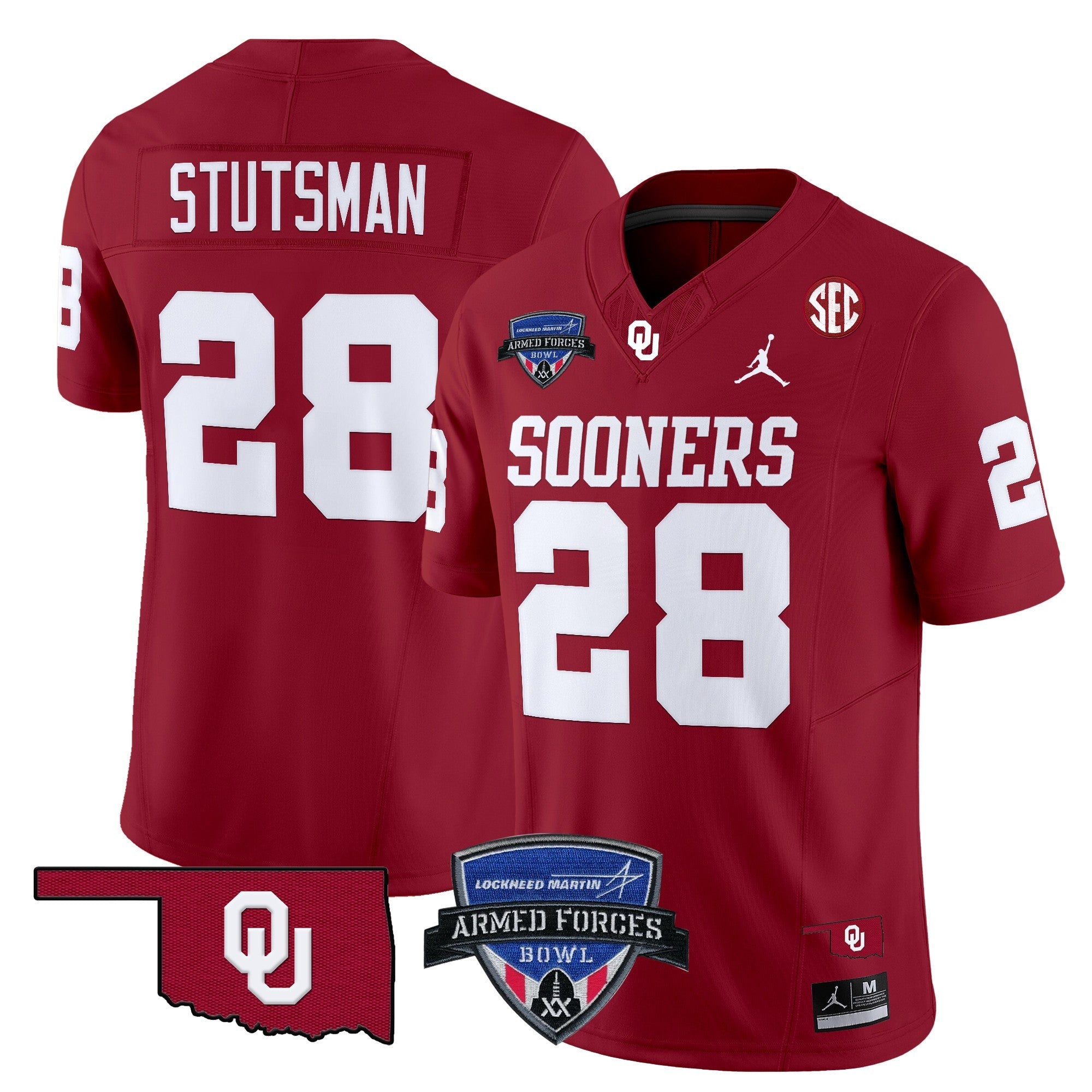 Men's Oklahoma Sooners 2025 Armed Forces Bowl Patch Vapor Limited Jersey - All Stitched