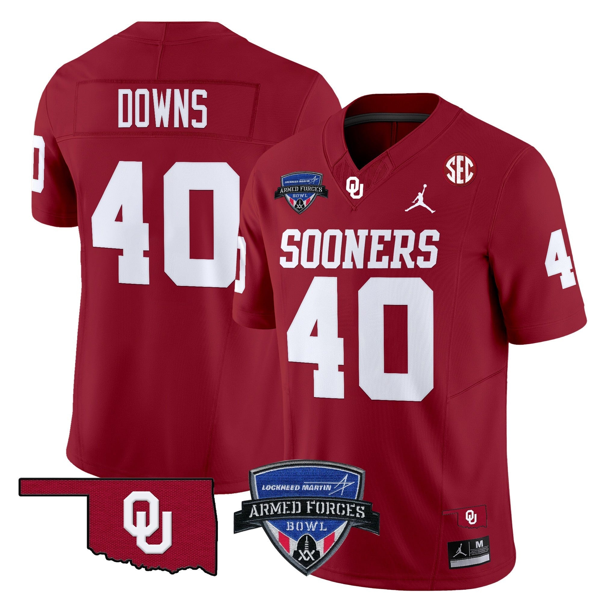 Men's Oklahoma Sooners 2025 Armed Forces Bowl Patch Vapor Limited Jersey - All Stitched
