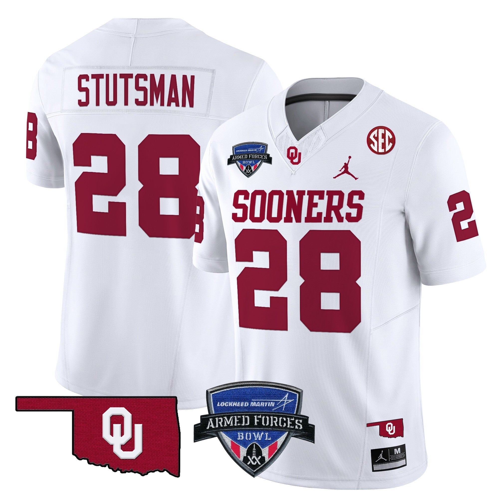 Men's Oklahoma Sooners 2025 Armed Forces Bowl Patch Vapor Limited Jersey - All Stitched