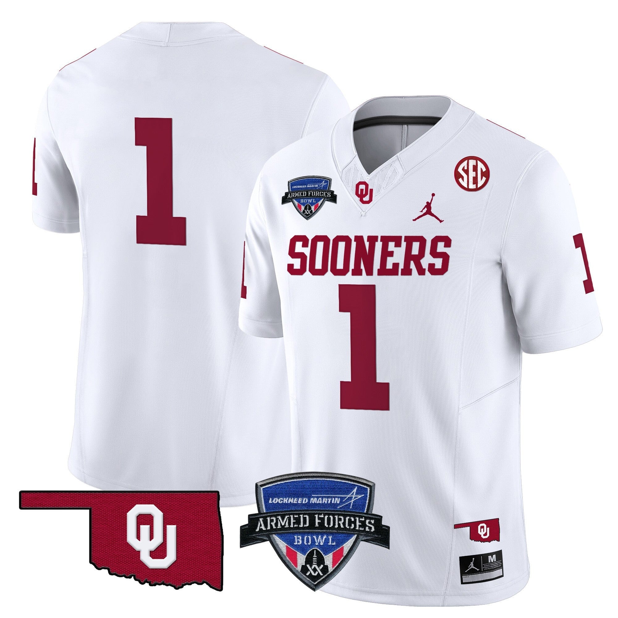 Men's Oklahoma Sooners 2025 Armed Forces Bowl Patch Vapor Limited Jersey - All Stitched