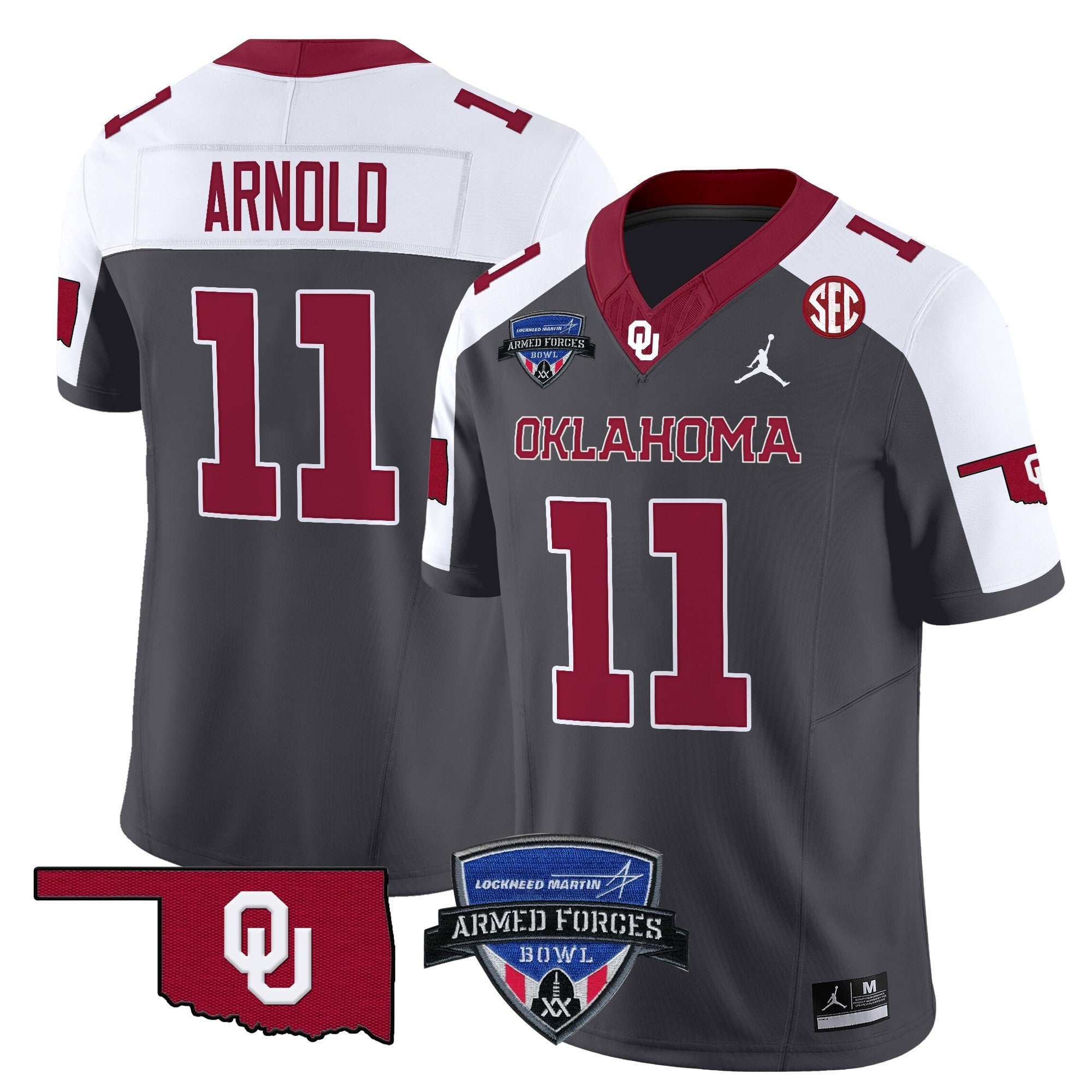 Men's Oklahoma Sooners 2025 Armed Forces Bowl Patch Vapor Limited Jersey - All Stitched