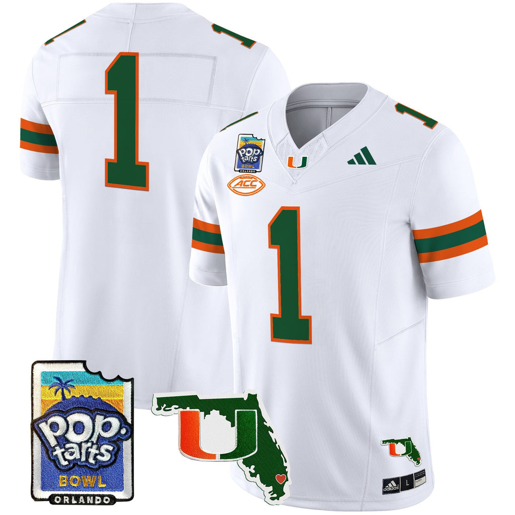 Men's Miami Hurricanes 2025 PopTarts Bowl Patch Vapor Limited Jersey - All Stitched