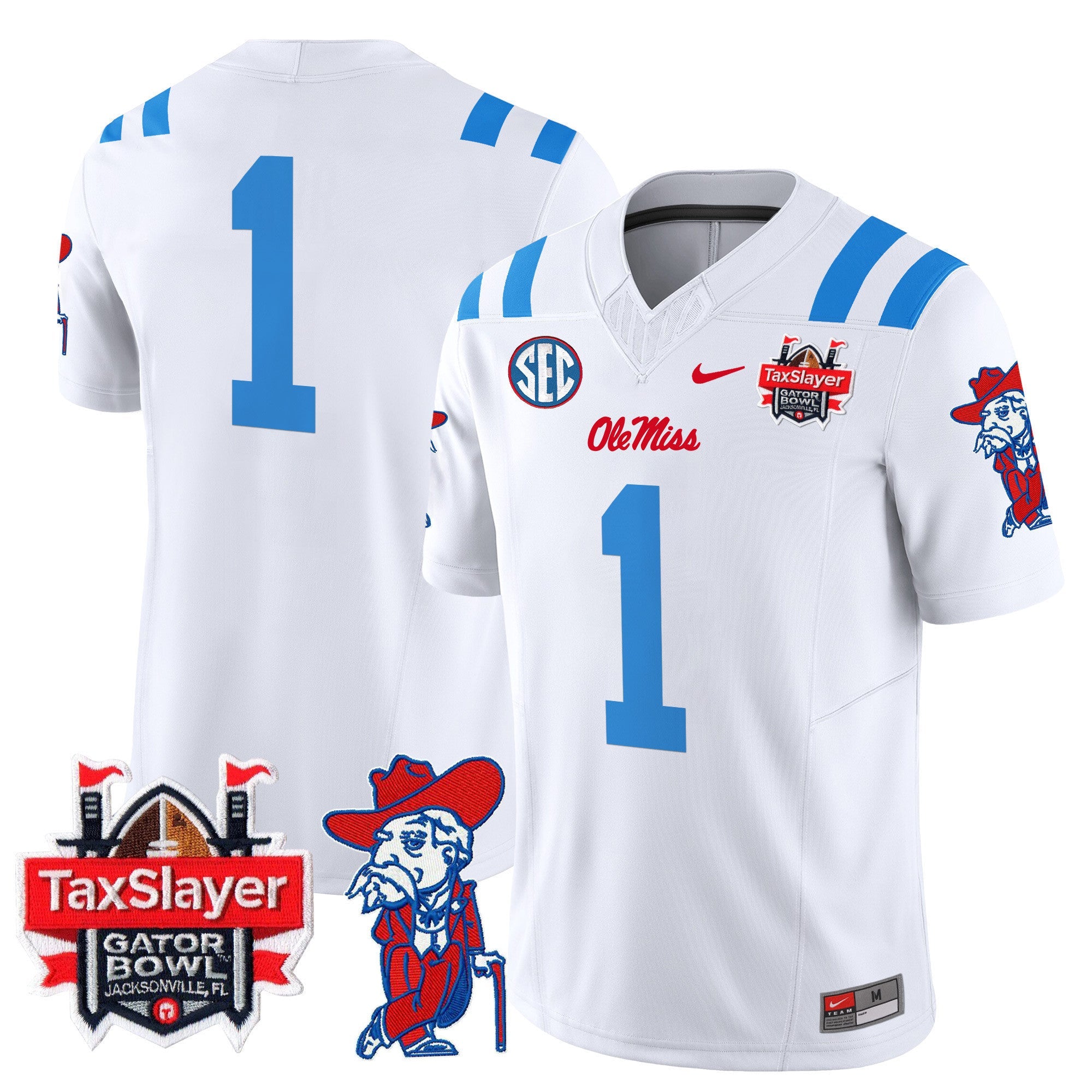 Men's Ole Miss Rebels 2025 Gator Bowl Patch Vapor Limited Jersey - All Stitched