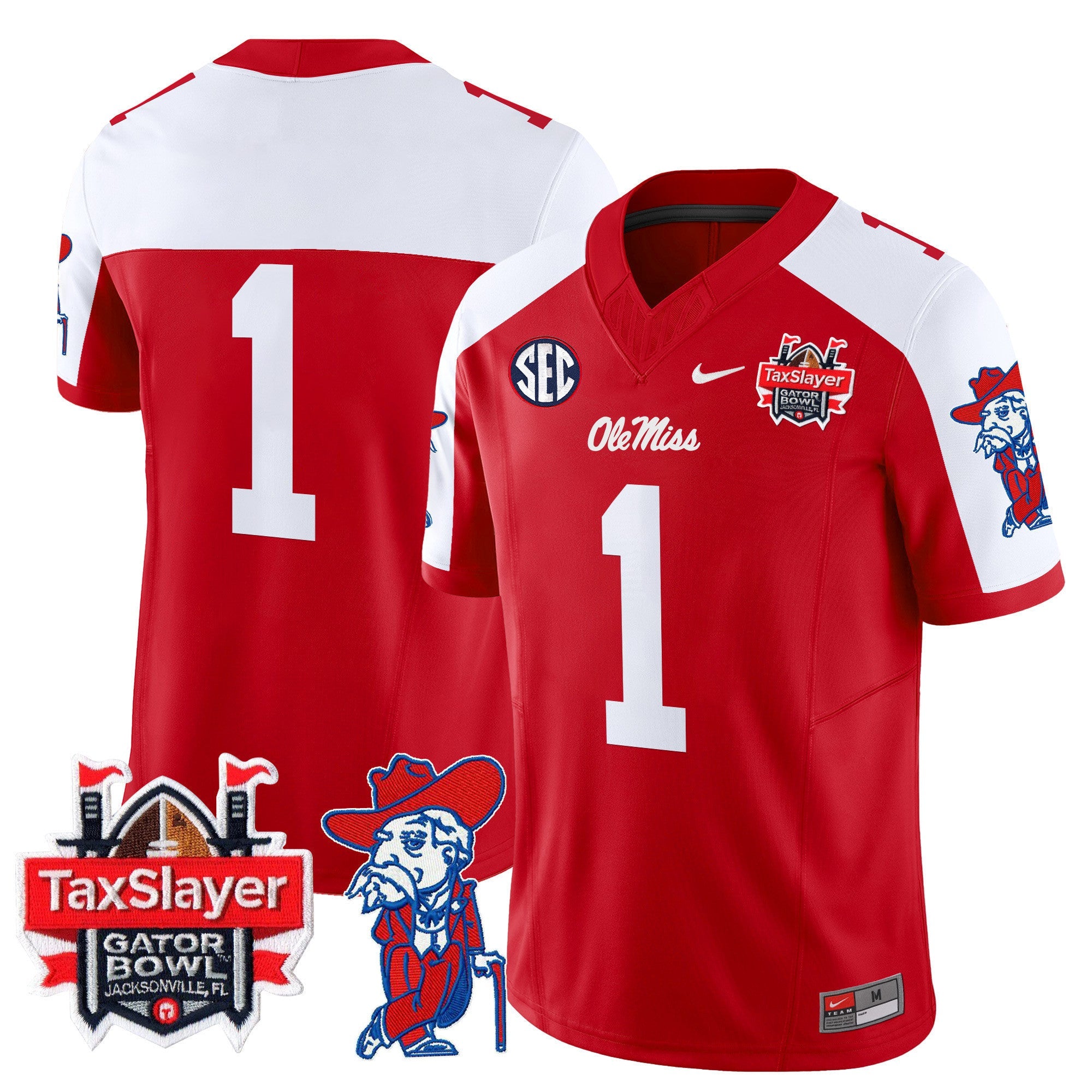 Men's Ole Miss Rebels 2025 Gator Bowl Patch Vapor Limited Jersey - All Stitched