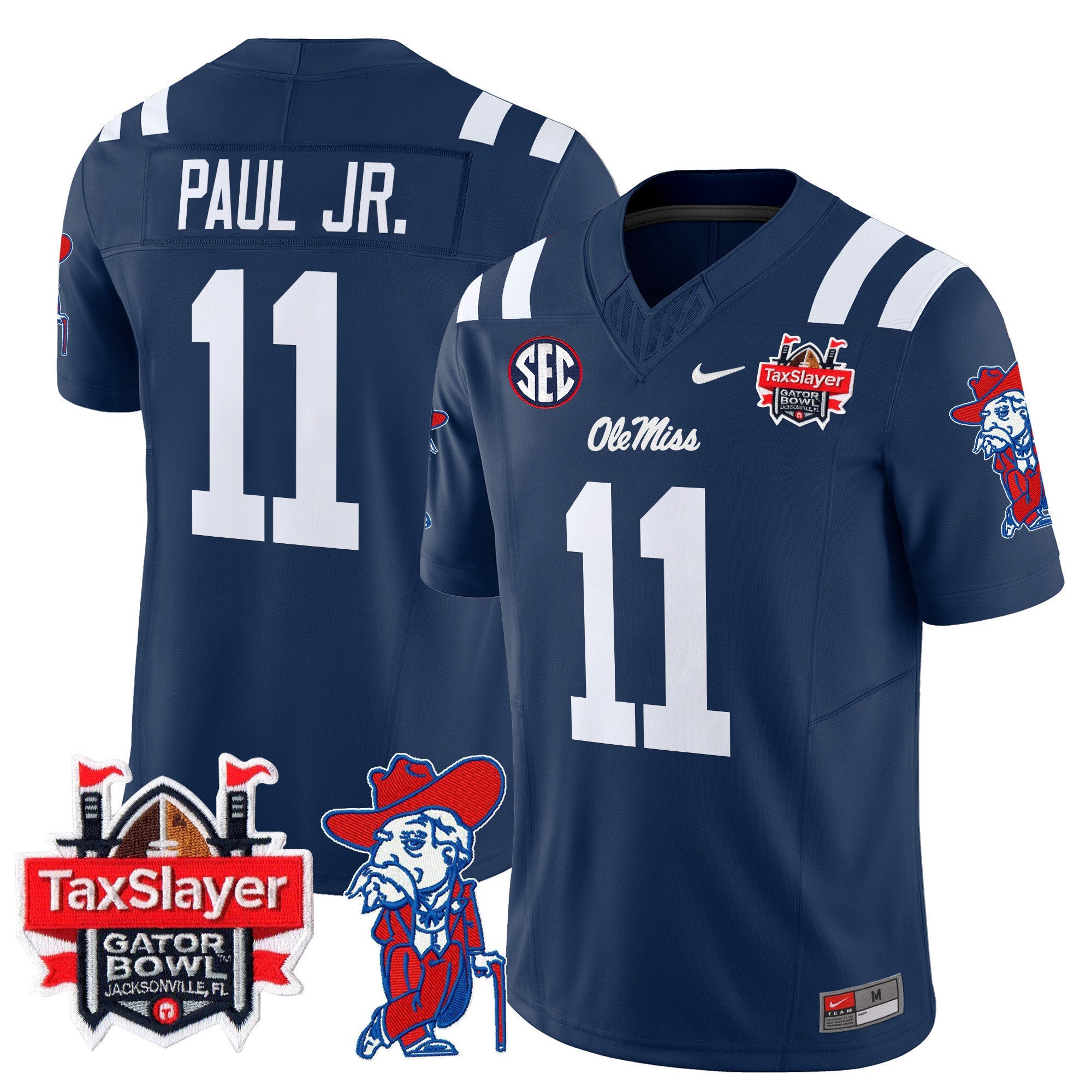 Men's Ole Miss Rebels 2025 Gator Bowl Patch Vapor Limited Jersey - All Stitched